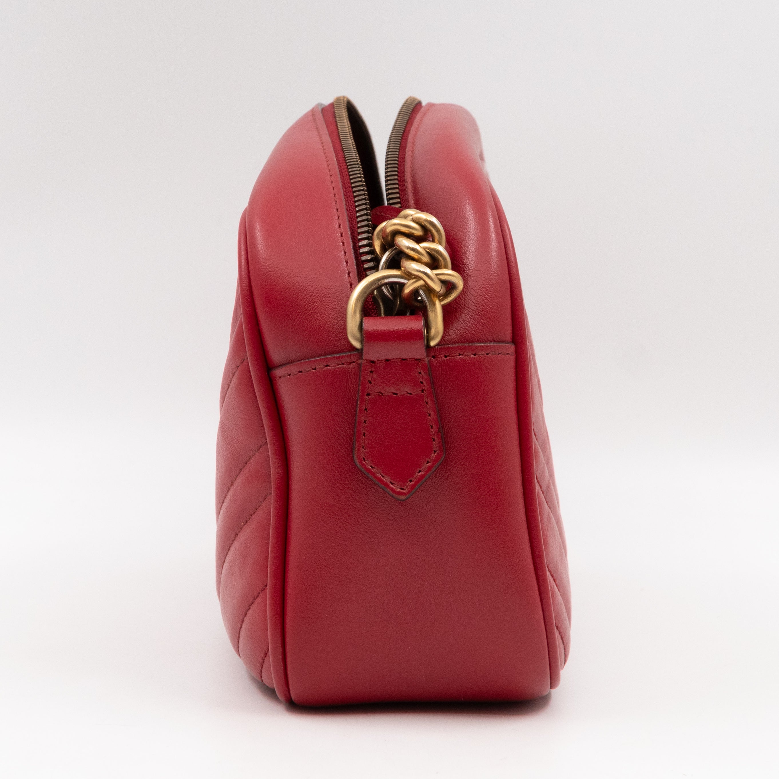GG Marmont Small Matelasse Red Leather