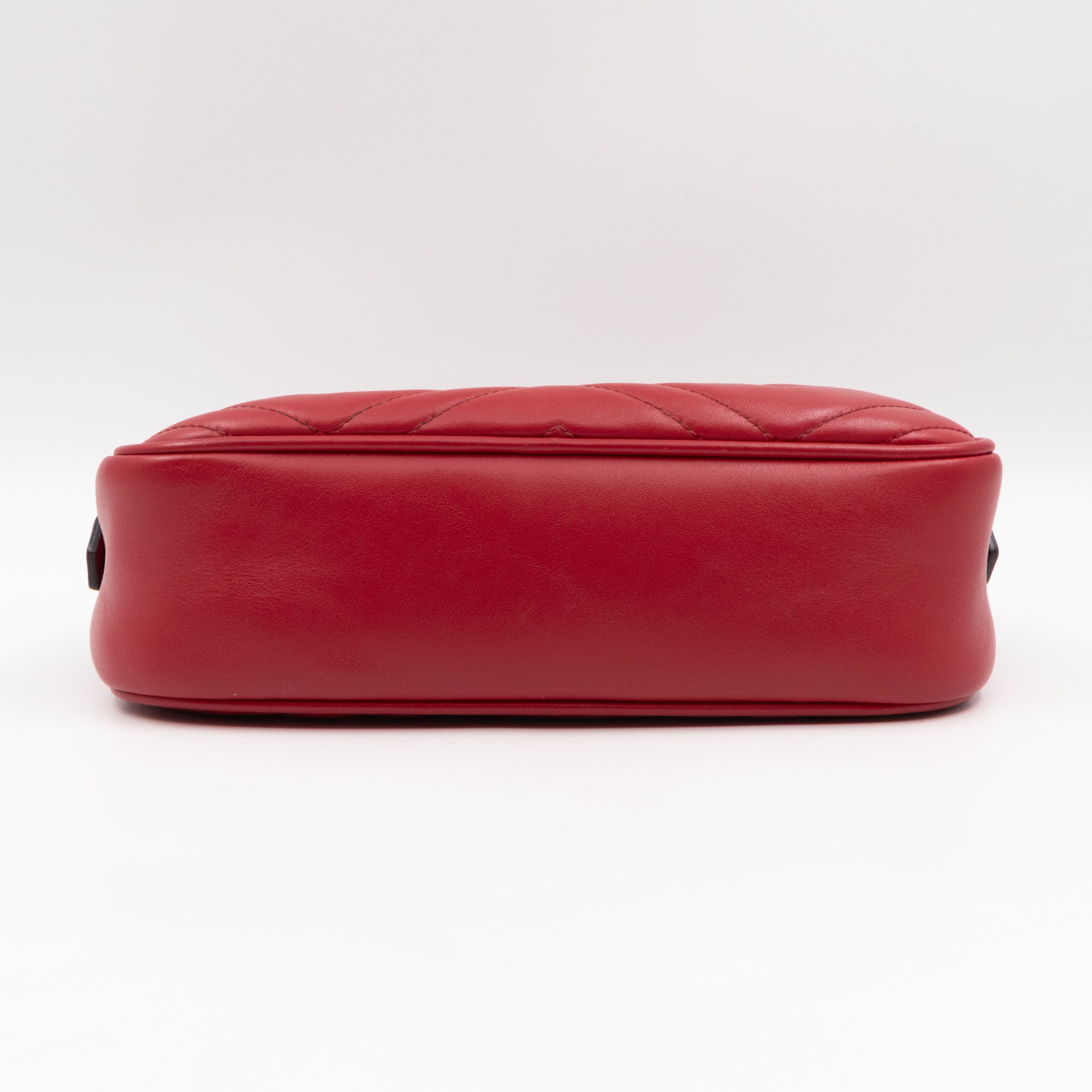 GG Marmont Small Matelasse Red Leather