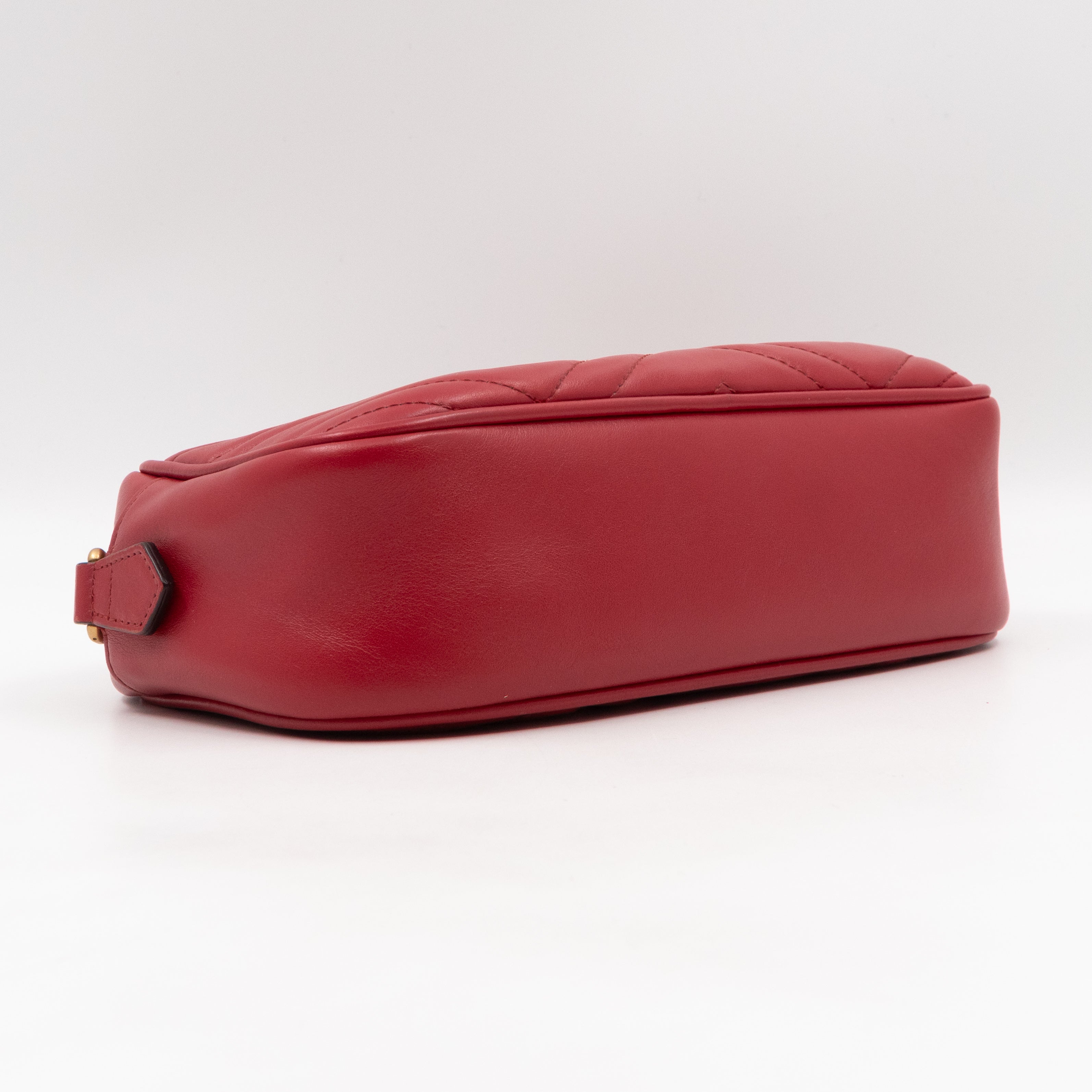 GG Marmont Small Matelasse Red Leather
