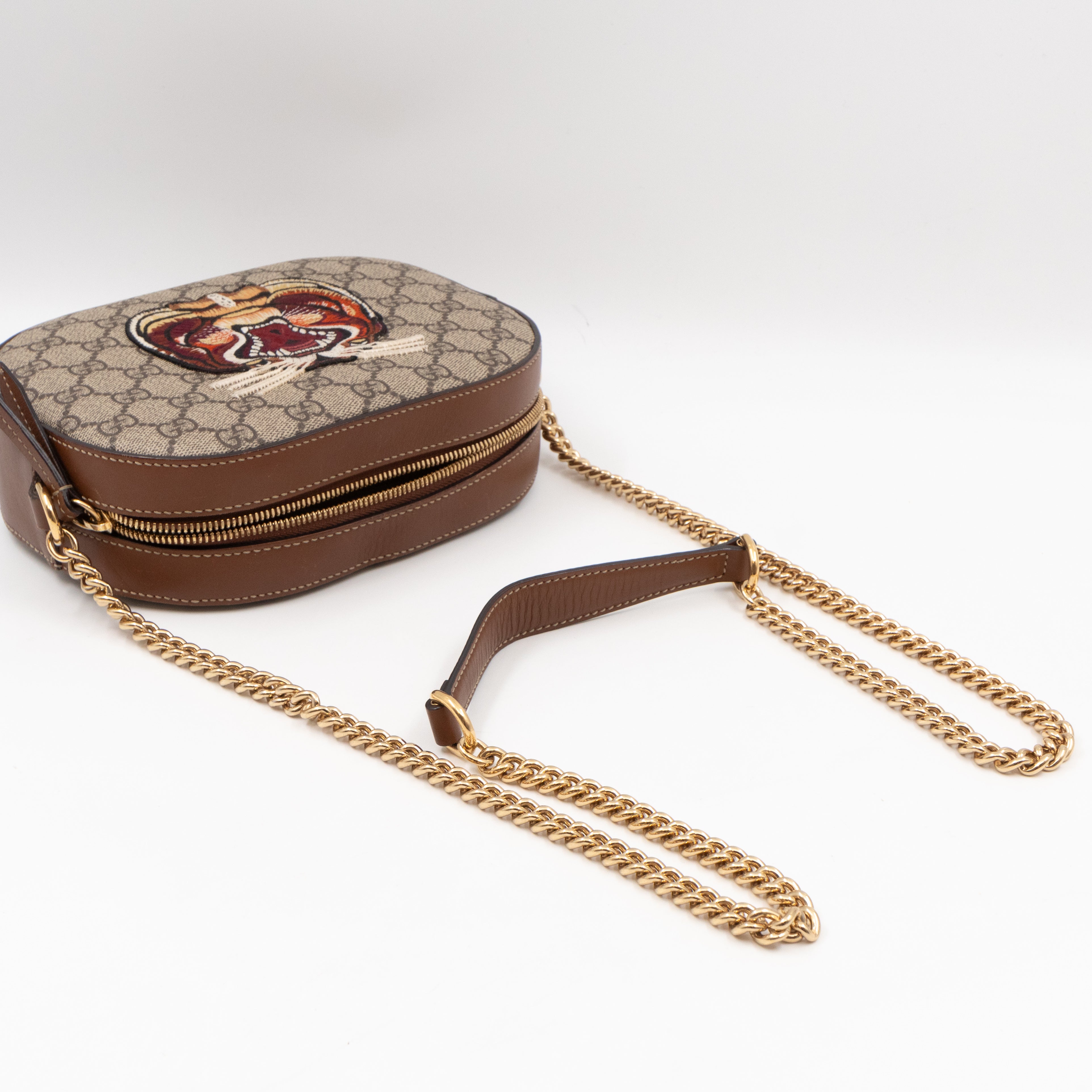 GG Supreme Mini Chain Shoulder Bag Tiger Embroidered
