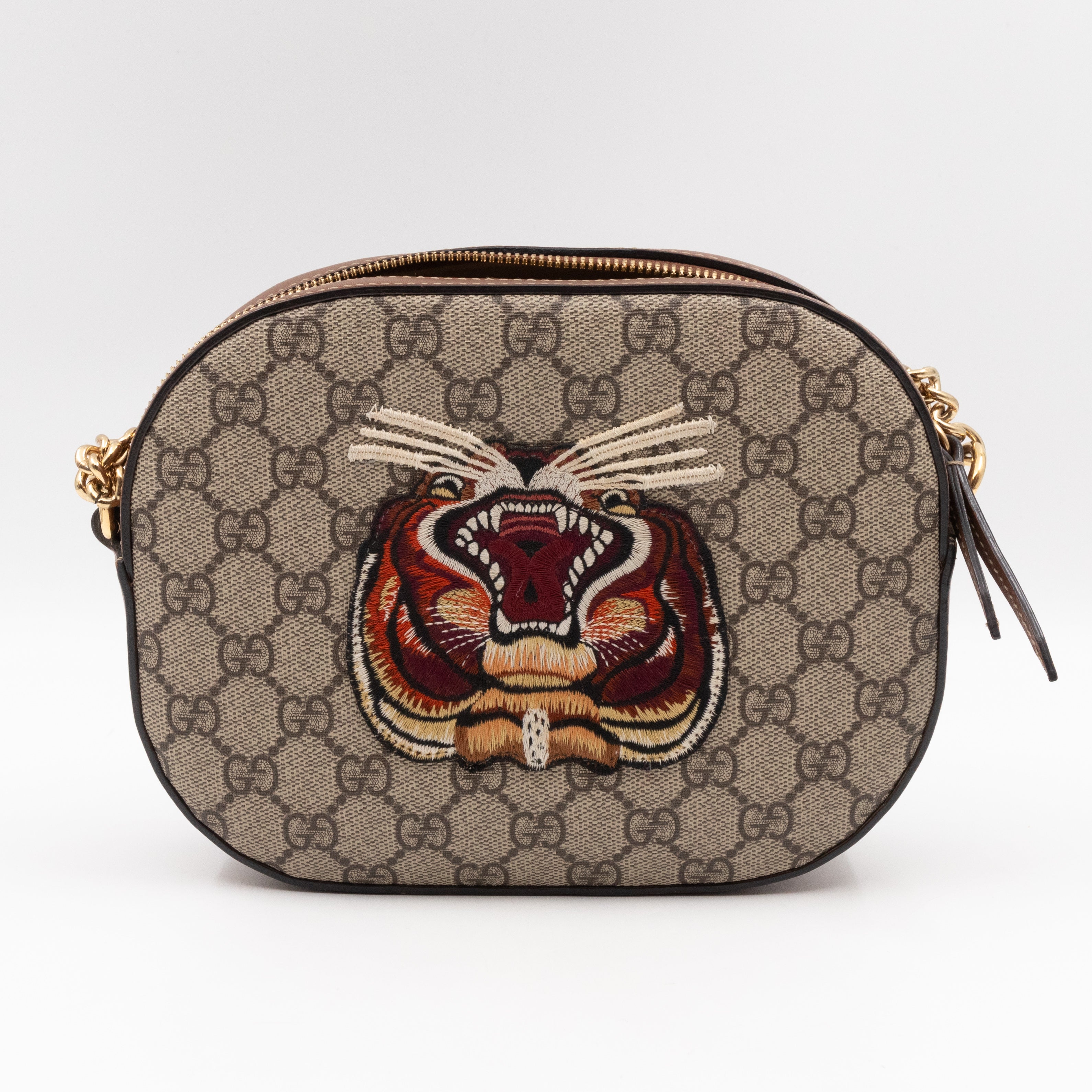 GG Supreme Mini Chain Shoulder Bag Tiger Embroidered