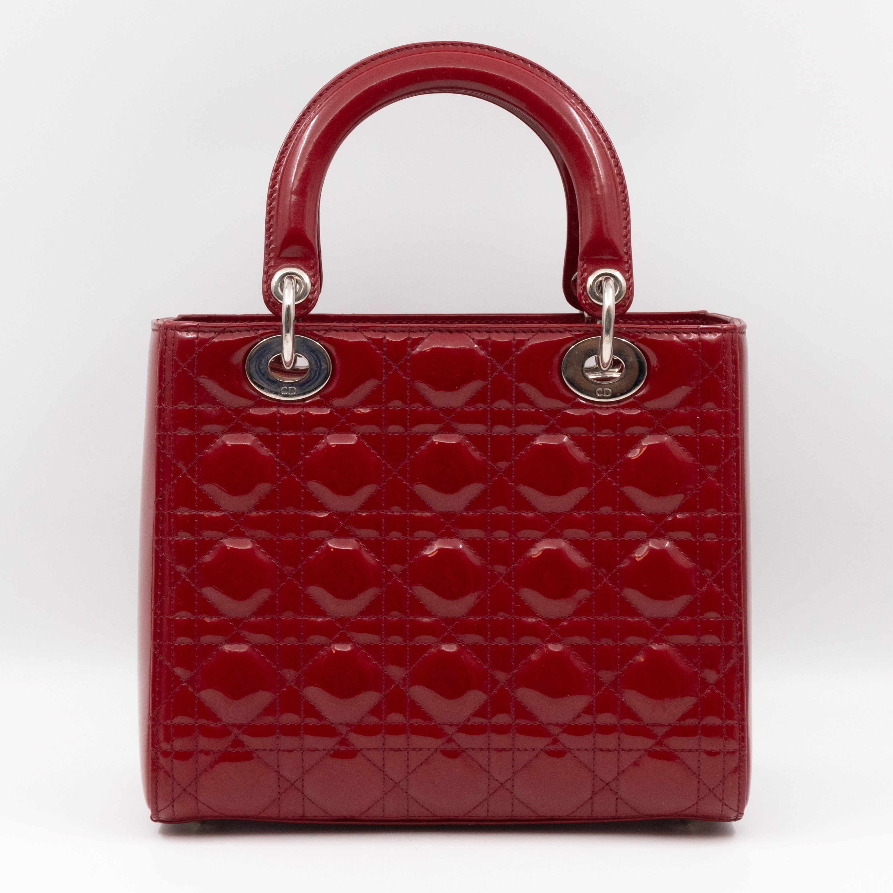 Lady Dior Medium Dark Red Patent Leather