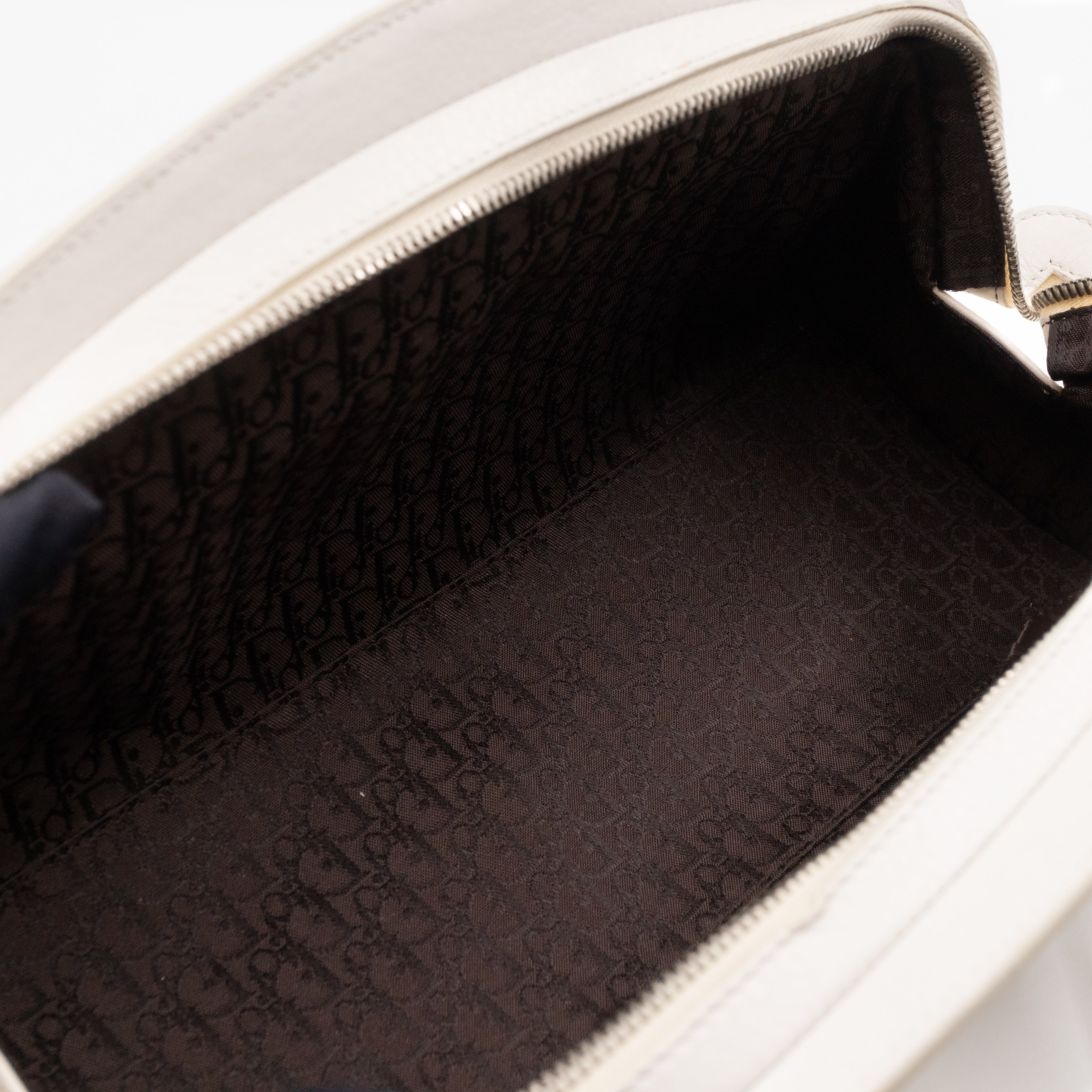 Vintage Flowers Frame Satchel White Grained Calfskin