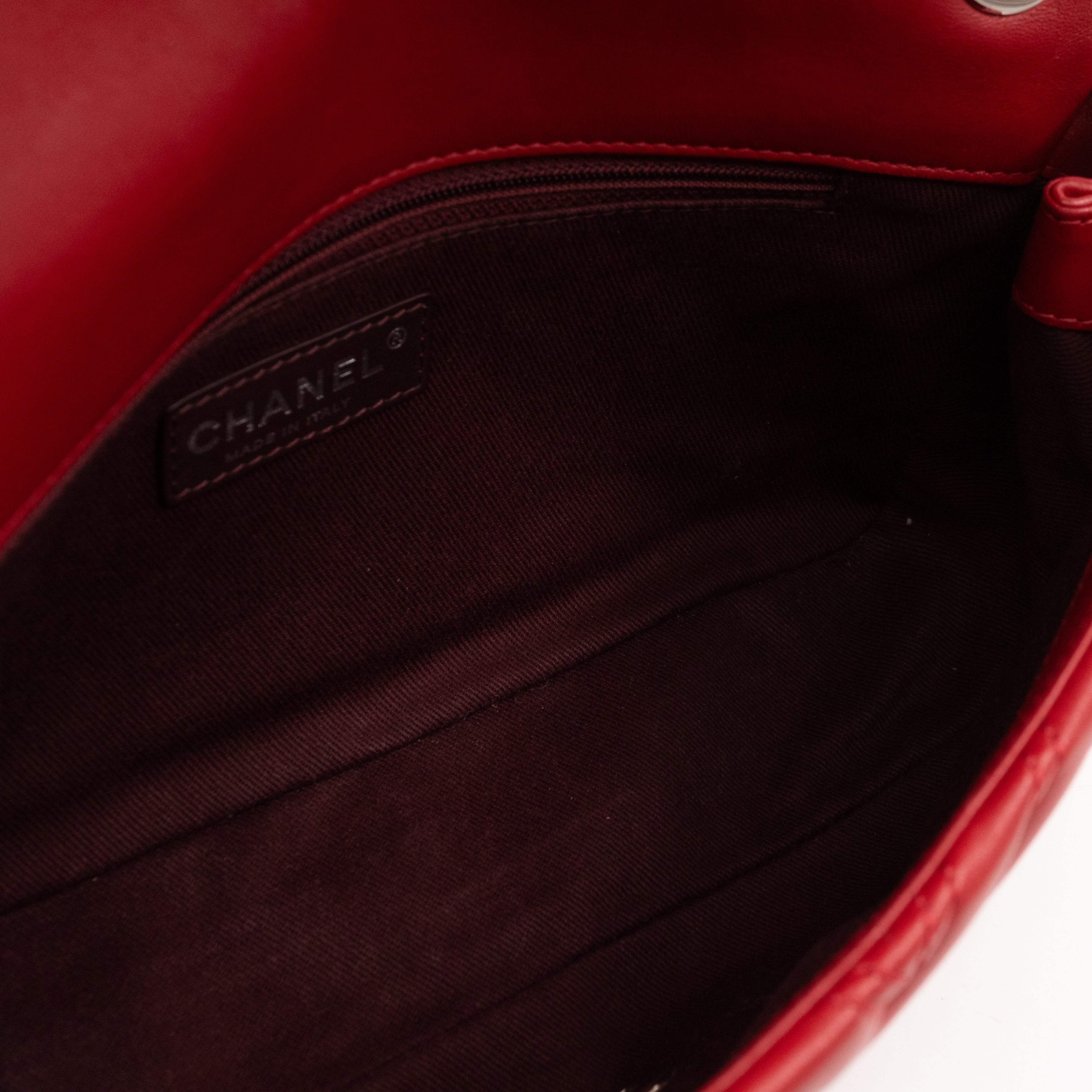 Like A Chevron Classic Single Flap Bag Red Leather