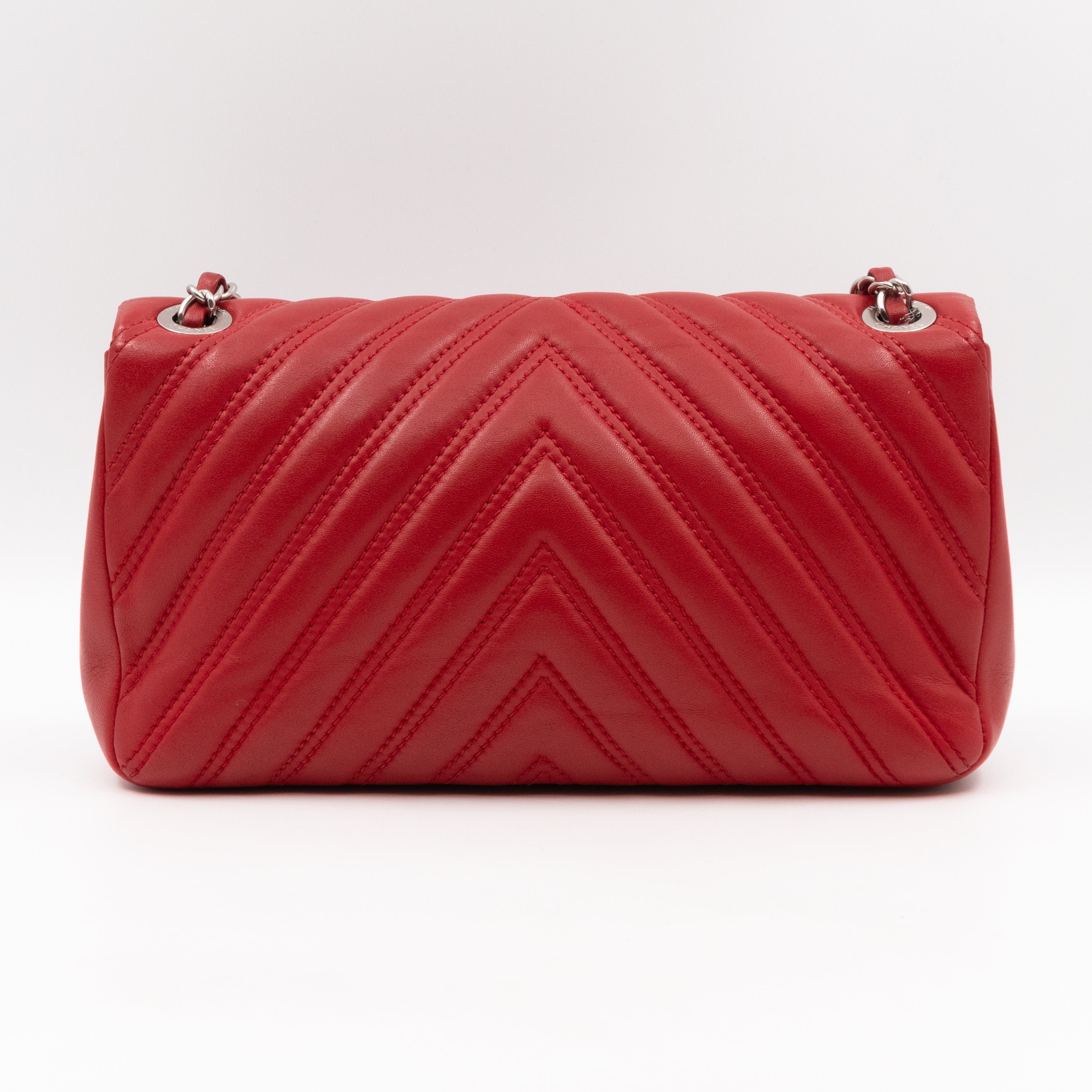 Like A Chevron Classic Single Flap Bag Red Leather