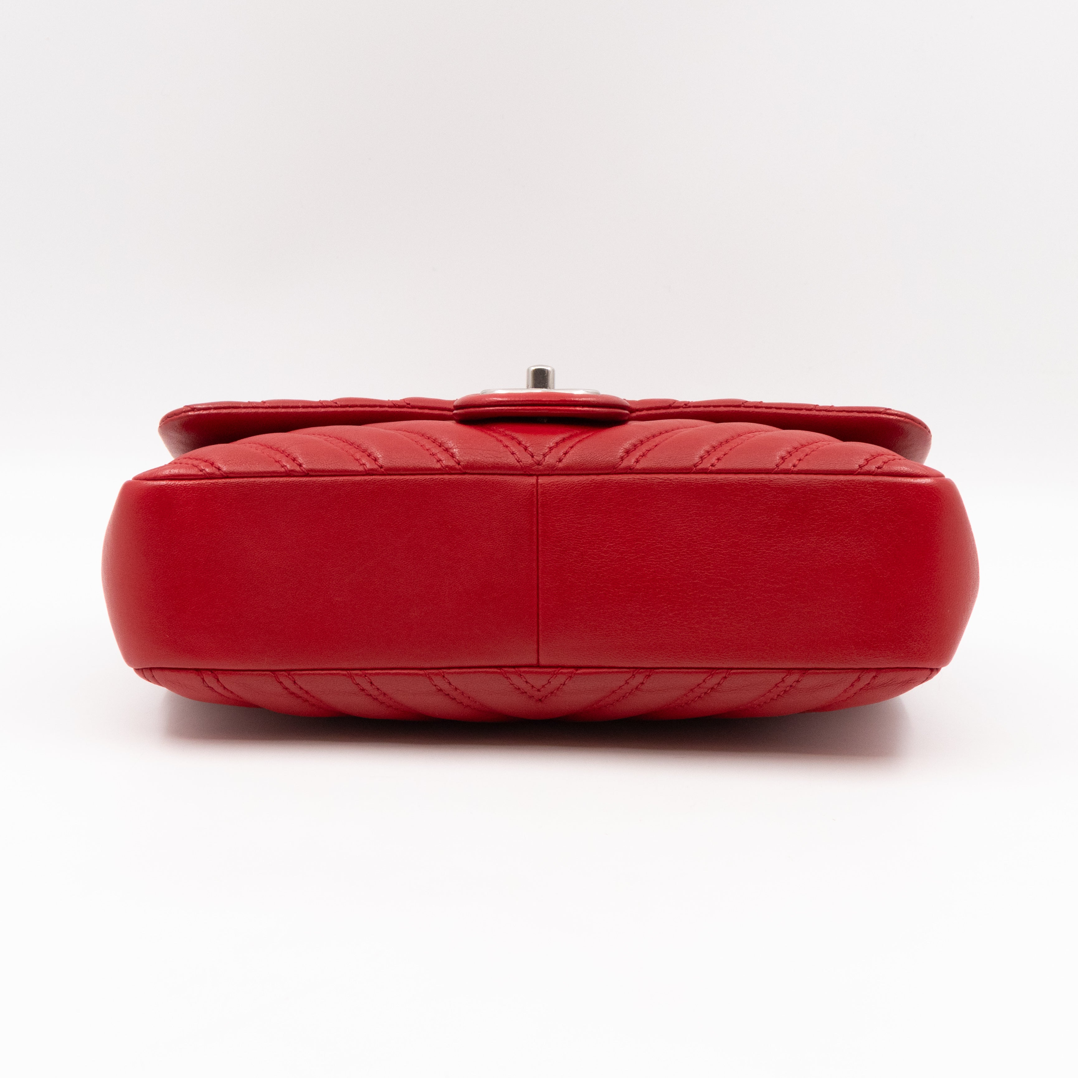 Like A Chevron Classic Single Flap Bag Red Leather