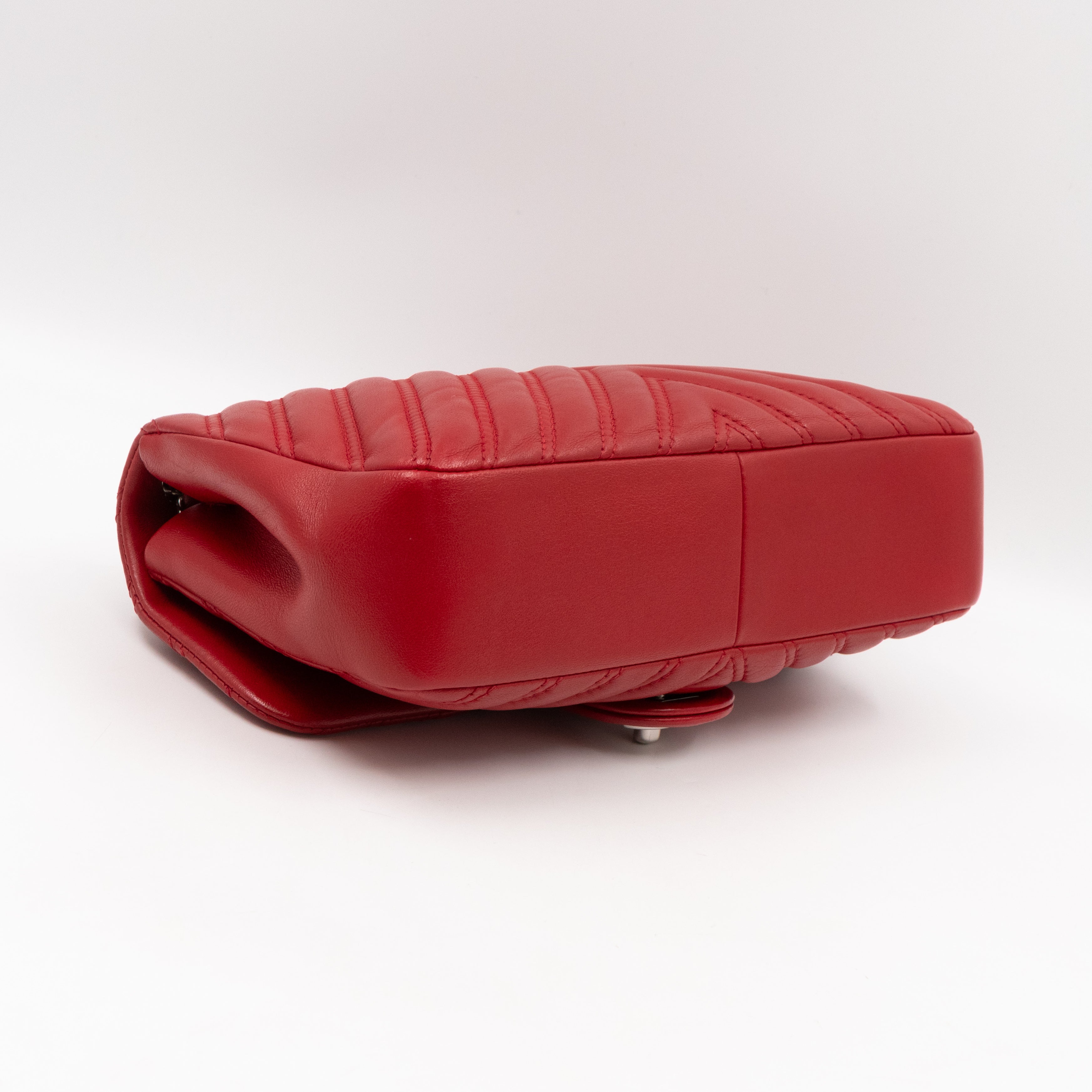 Like A Chevron Classic Single Flap Bag Red Leather