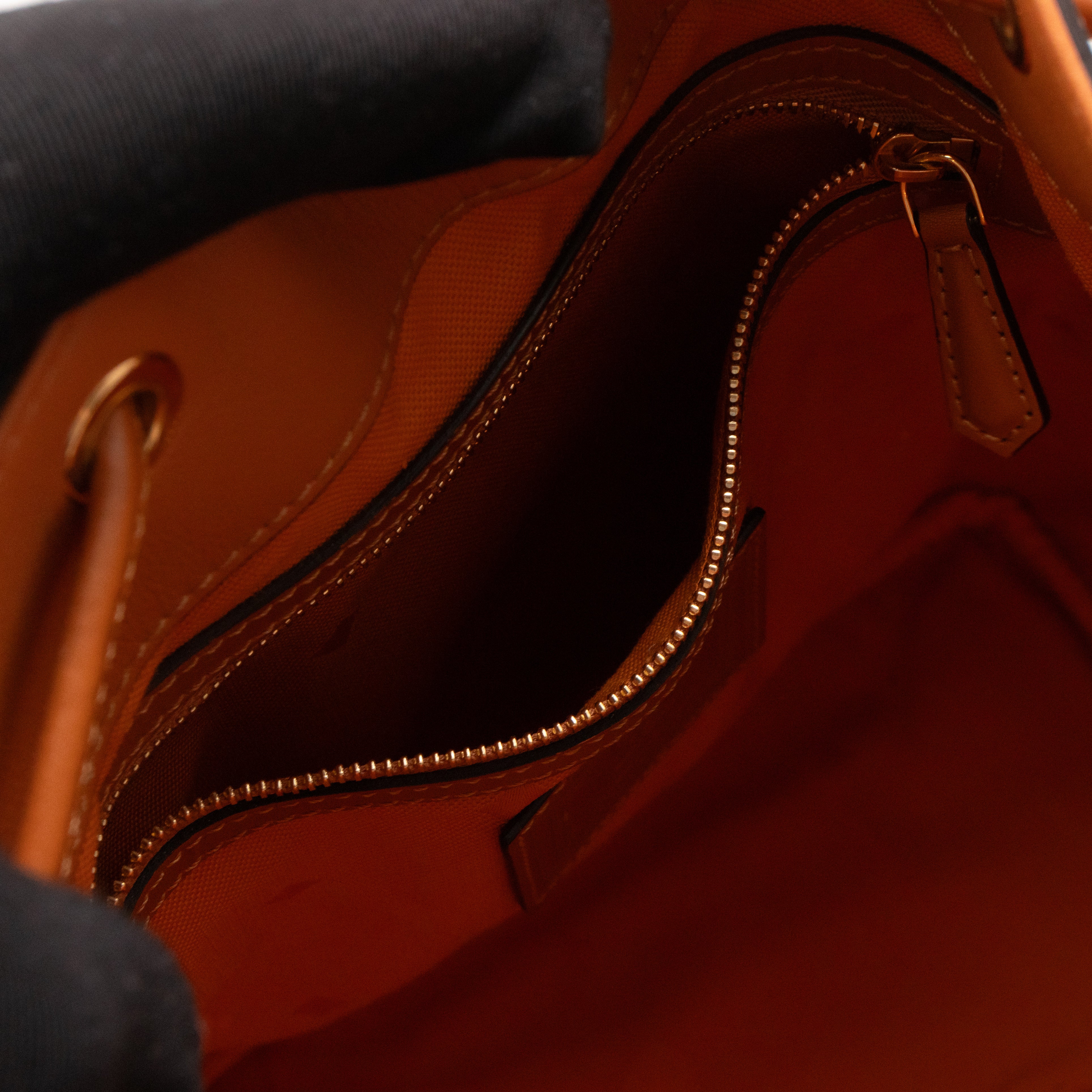 Heritage Petit Drawstring Bucket Bag Visetos Cognac