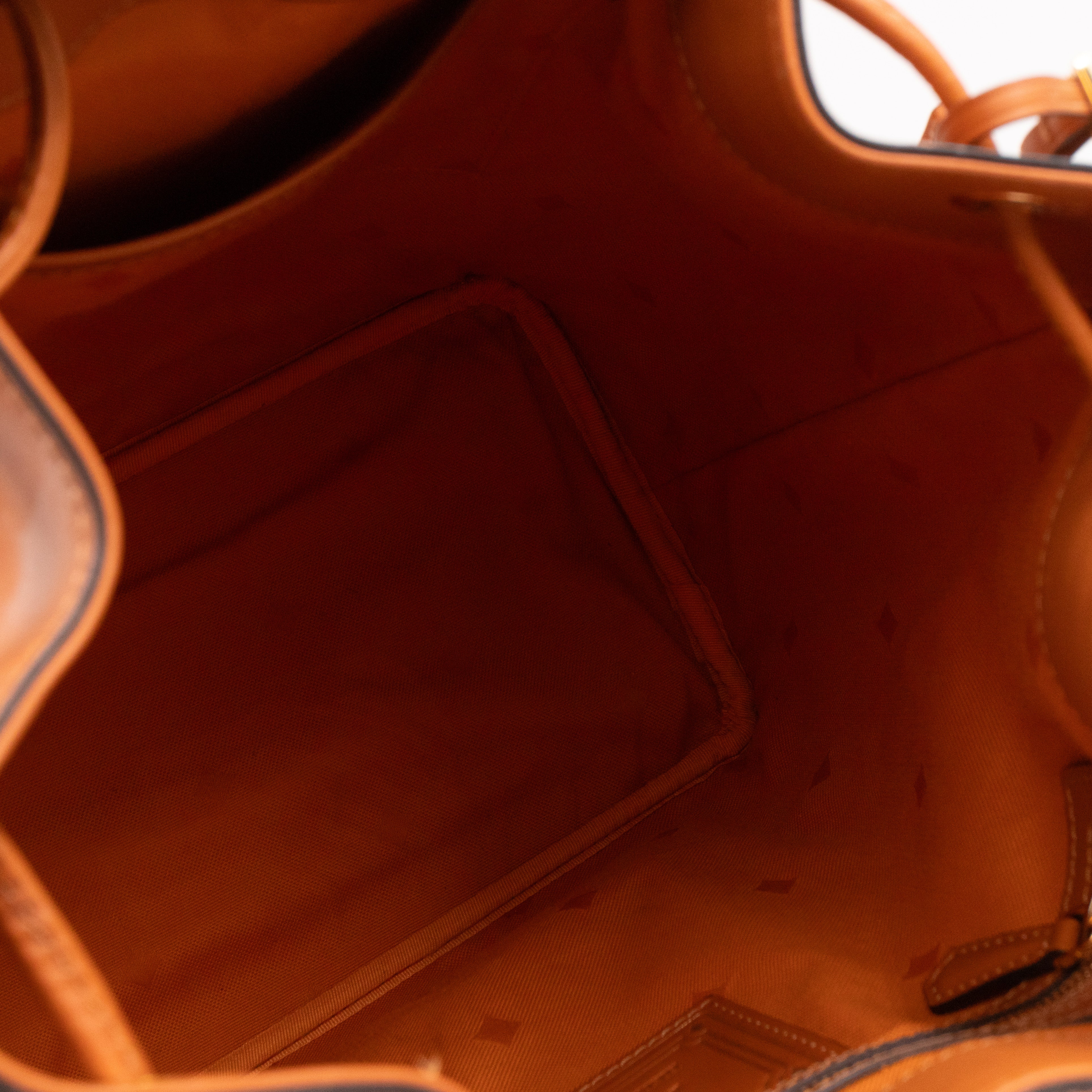 Heritage Petit Drawstring Bucket Bag Visetos Cognac