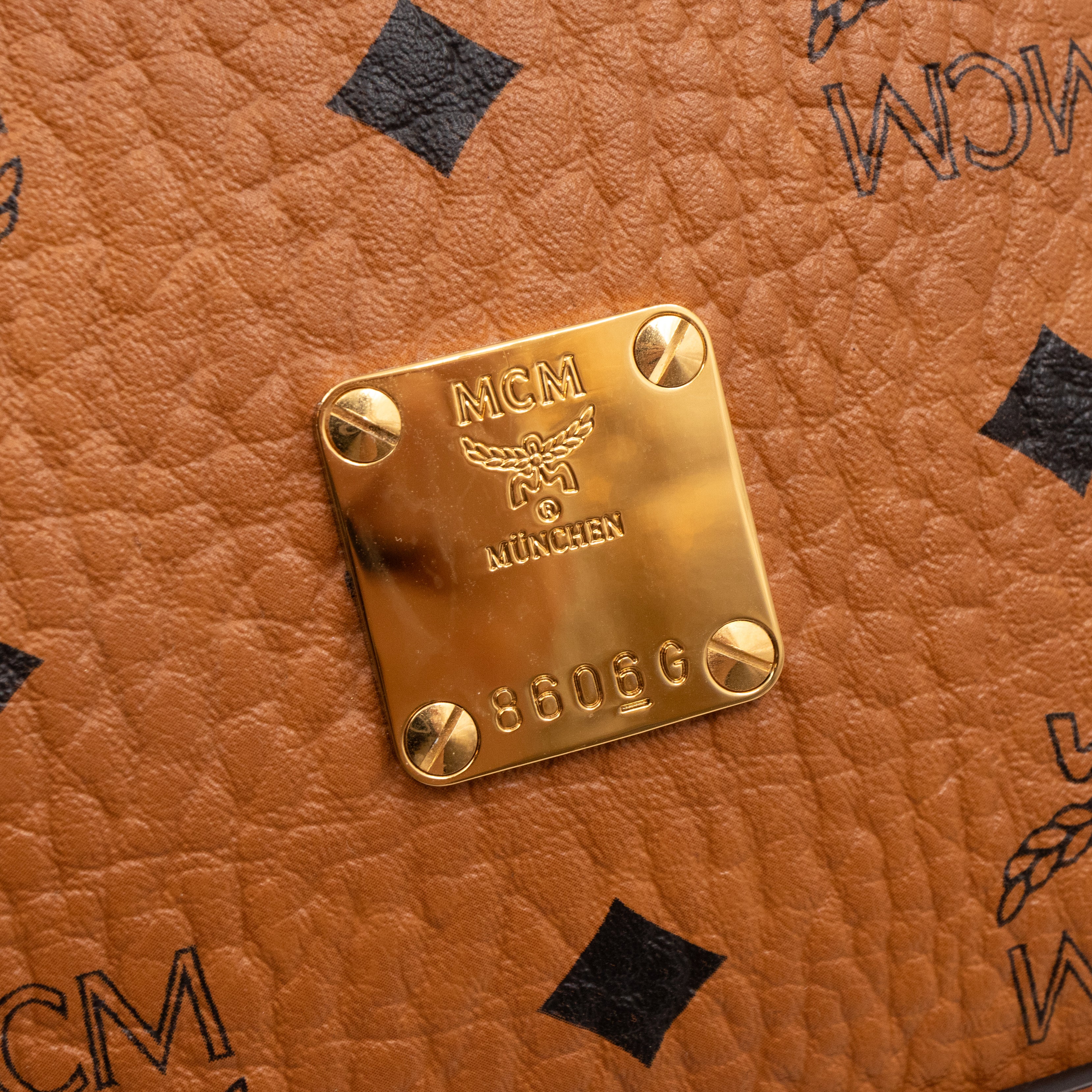 Heritage Petit Drawstring Bucket Bag Visetos Cognac