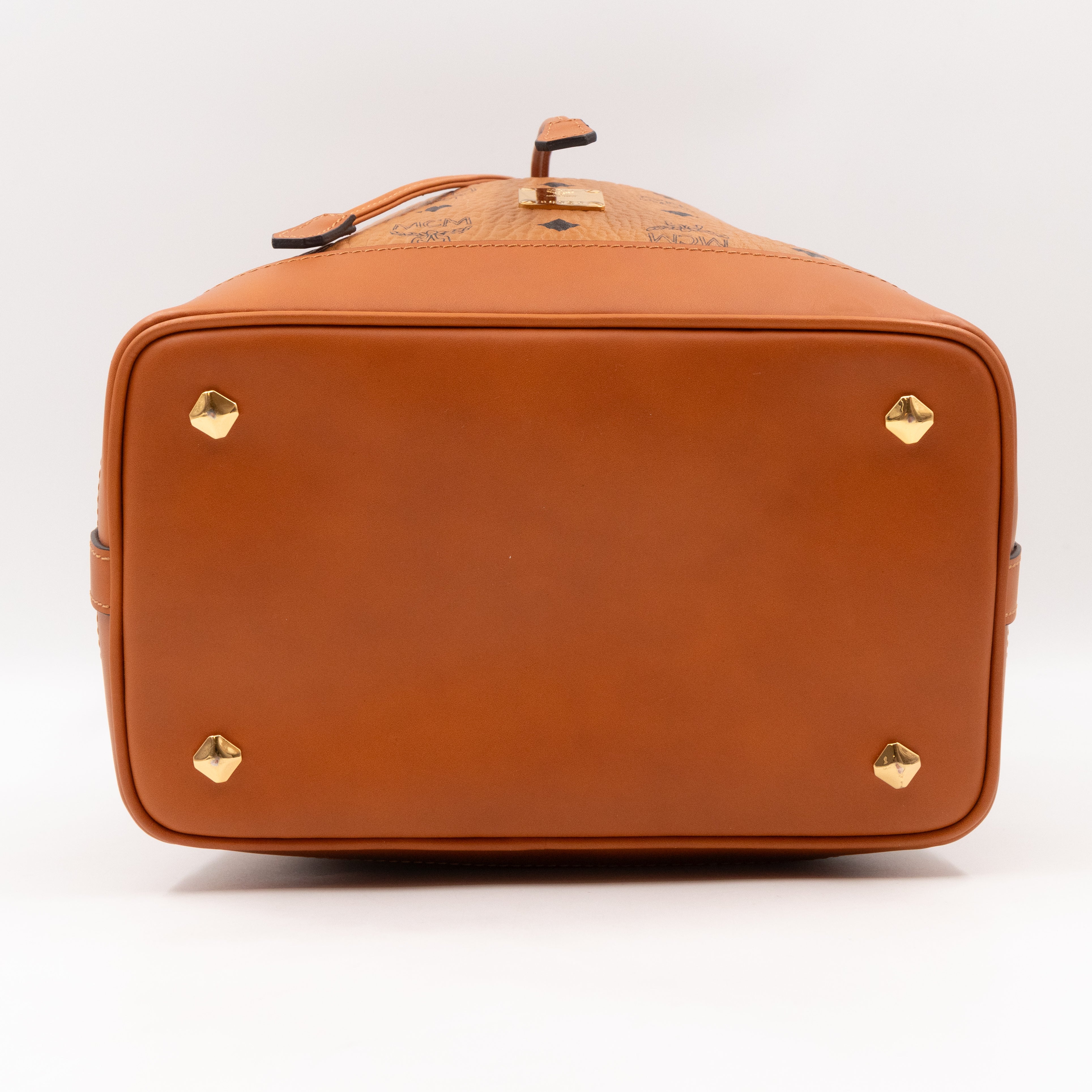 Heritage Petit Drawstring Bucket Bag Visetos Cognac