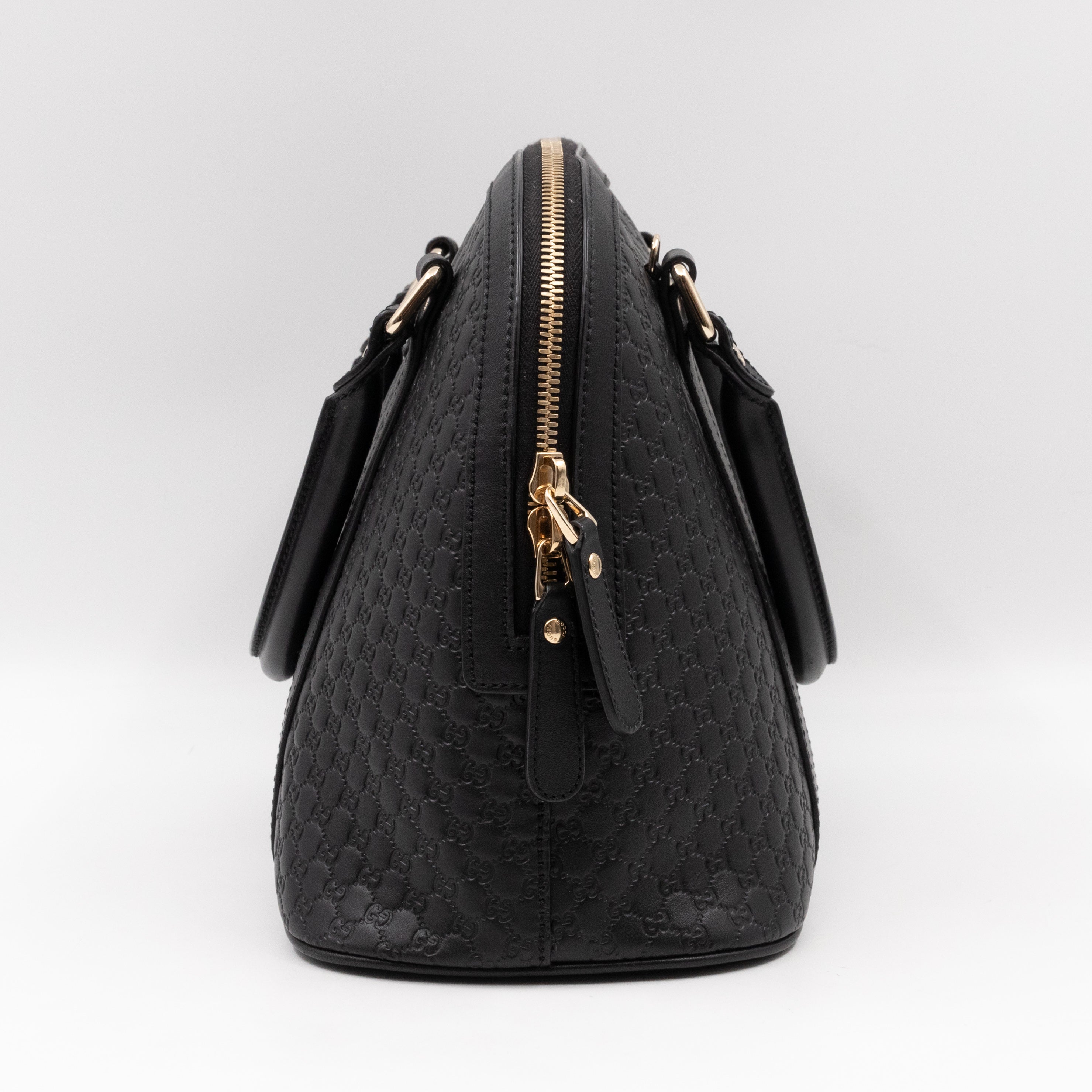 Dome Shoulder Bag Microguccissima Black Leather