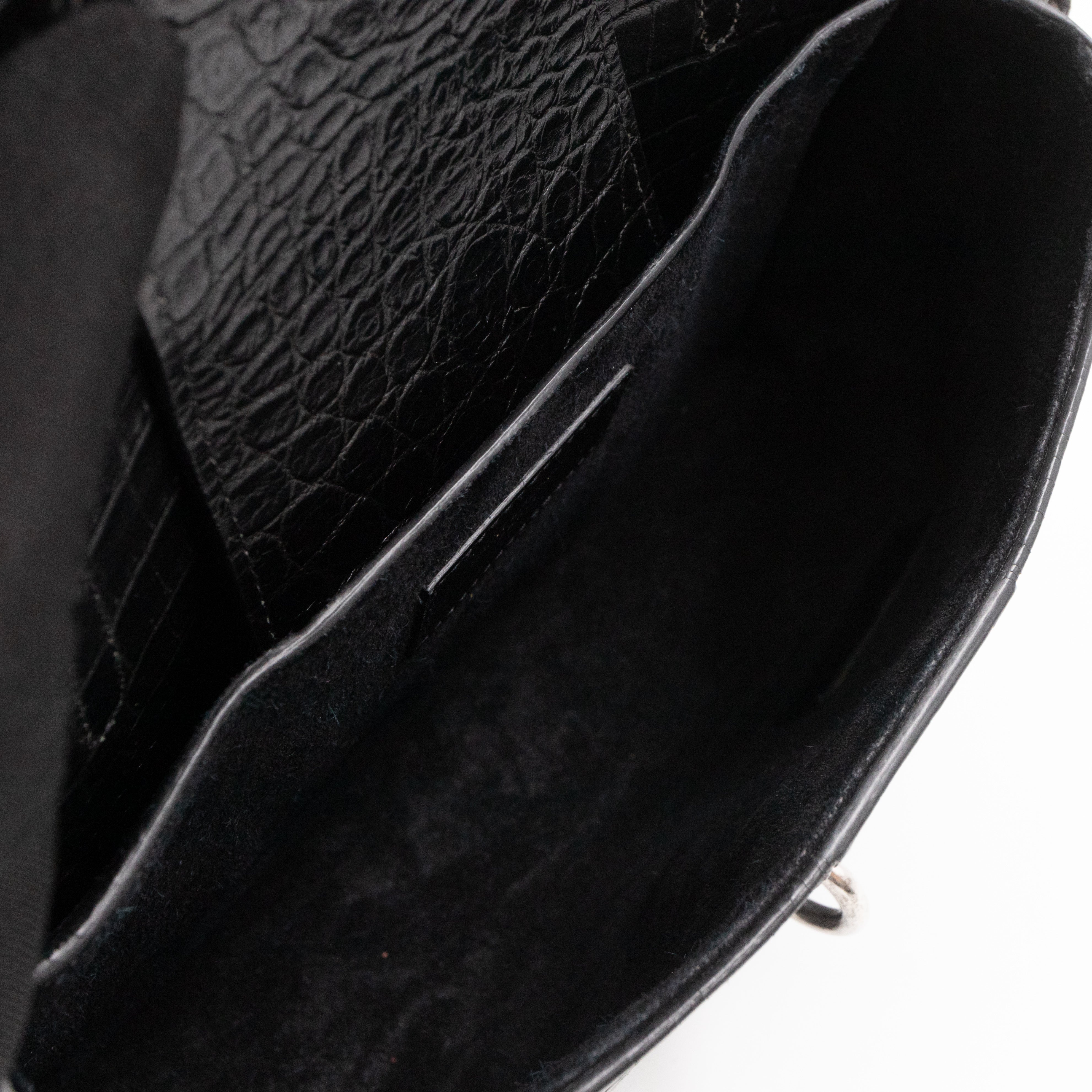 Charlotte Messenger Medium Black Croc Embossed