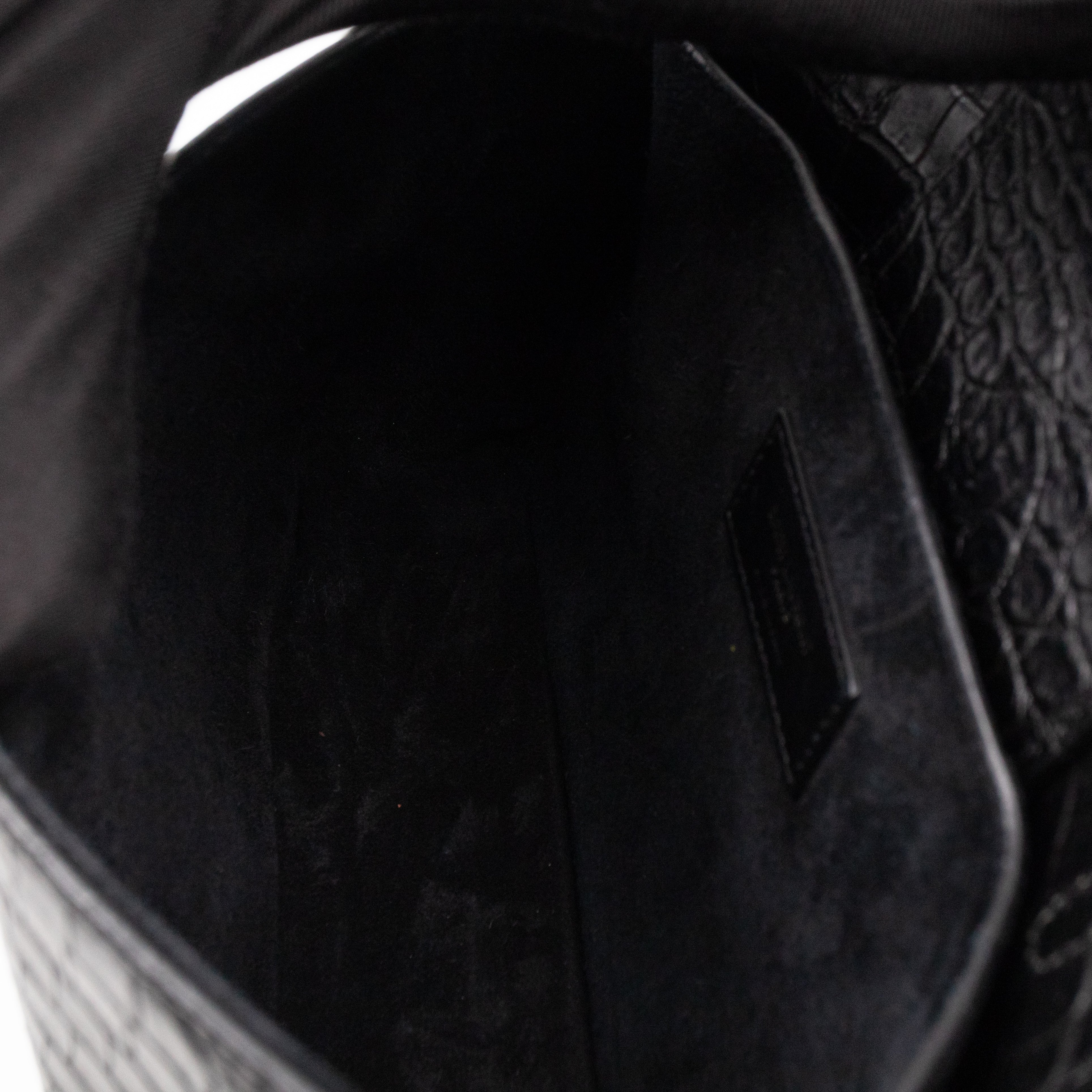 Charlotte Messenger Medium Black Croc Embossed