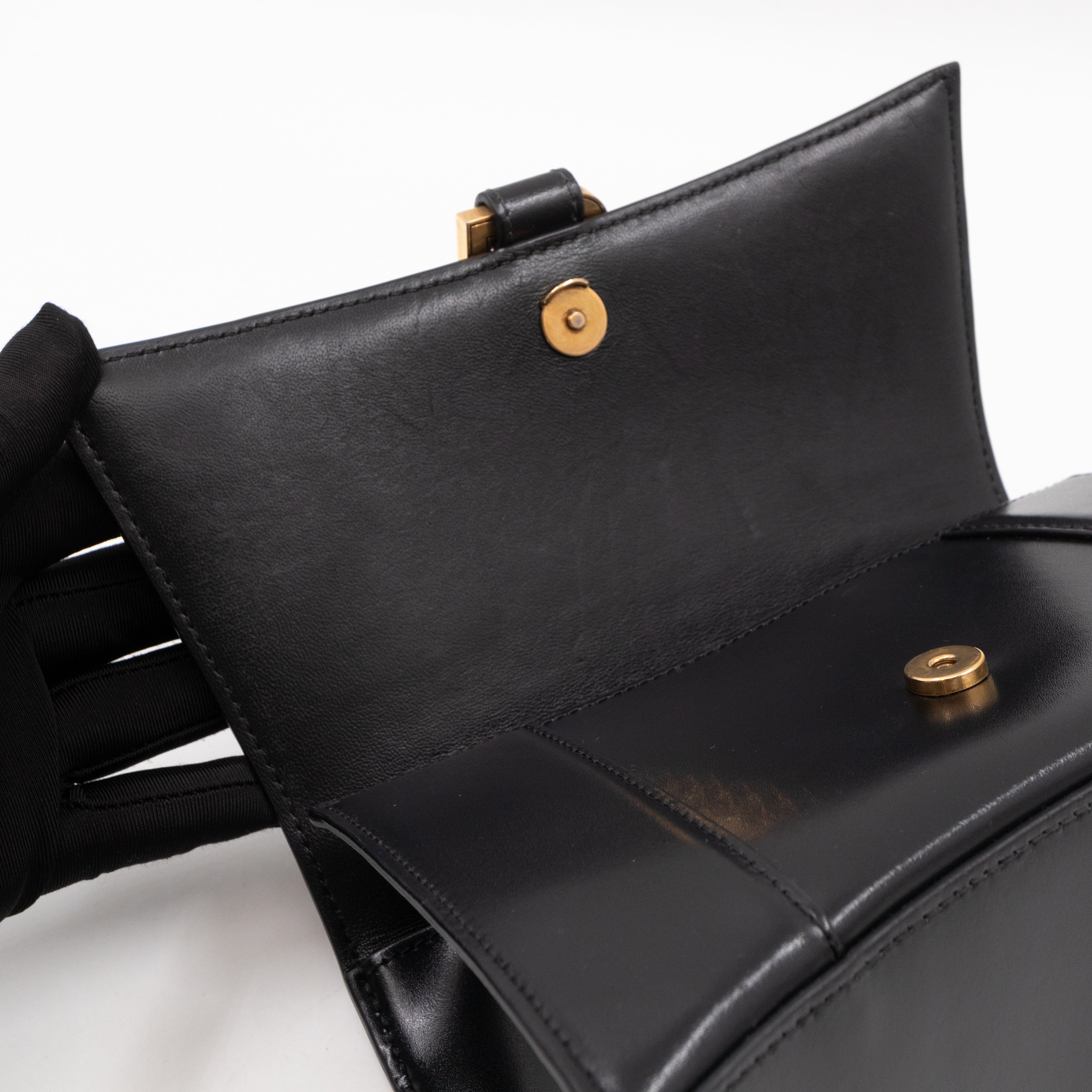 Hourglass Small Bag Box Black Calfskin
