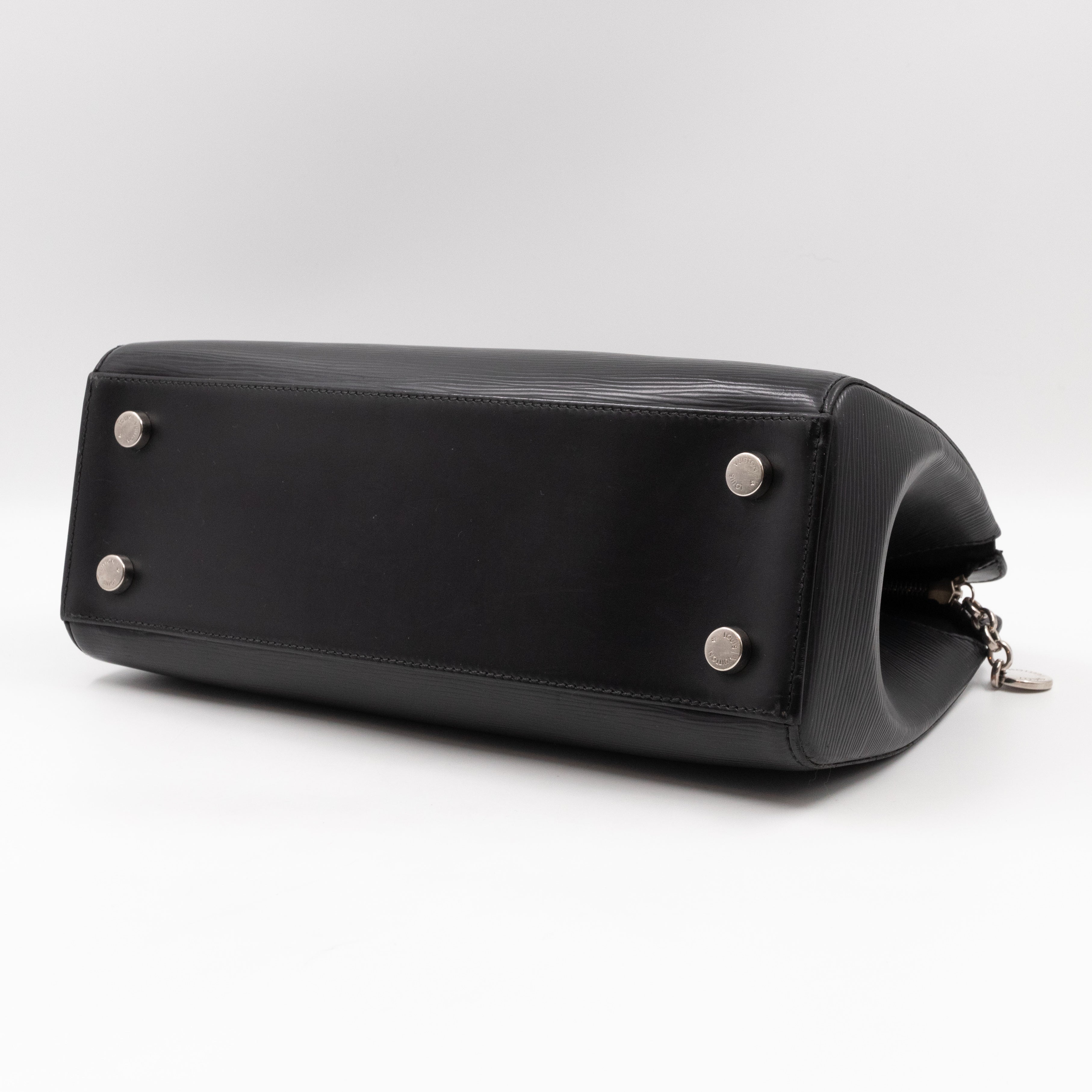 Brea MM Black Epi Leather with Rouge Silver Charm