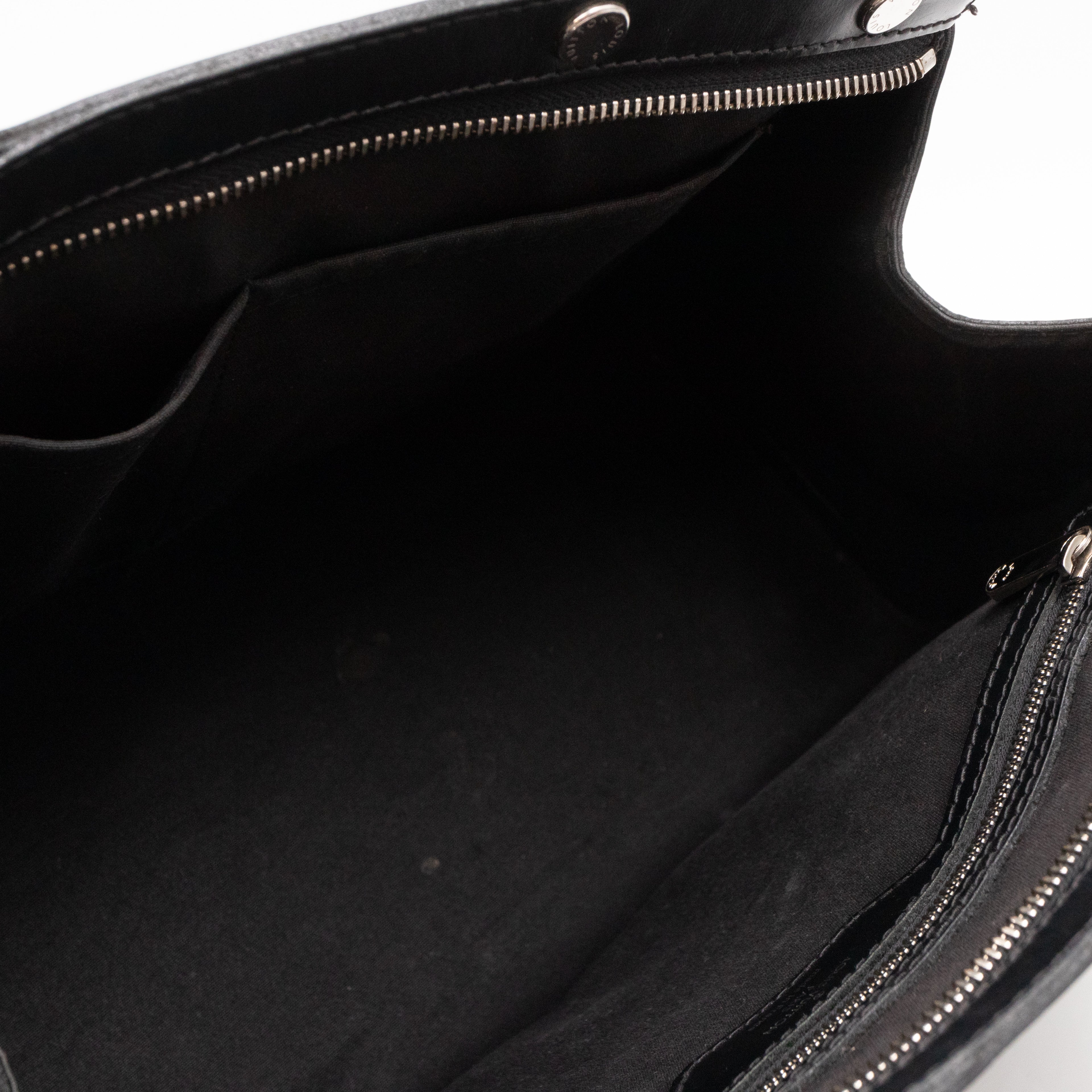 Brea MM Black Epi Leather with Rouge Silver Charm