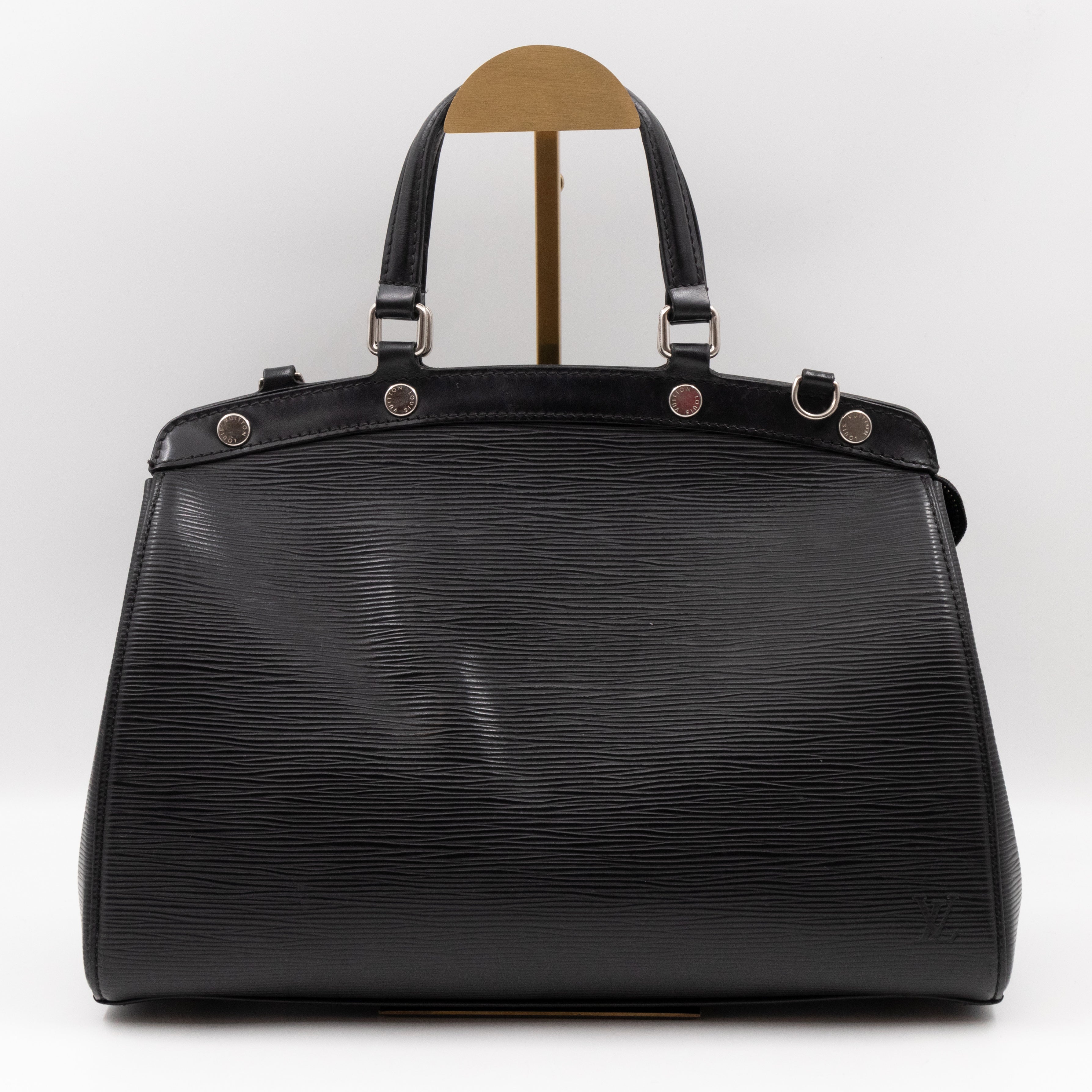 Brea MM Black Epi Leather with Rouge Silver Charm