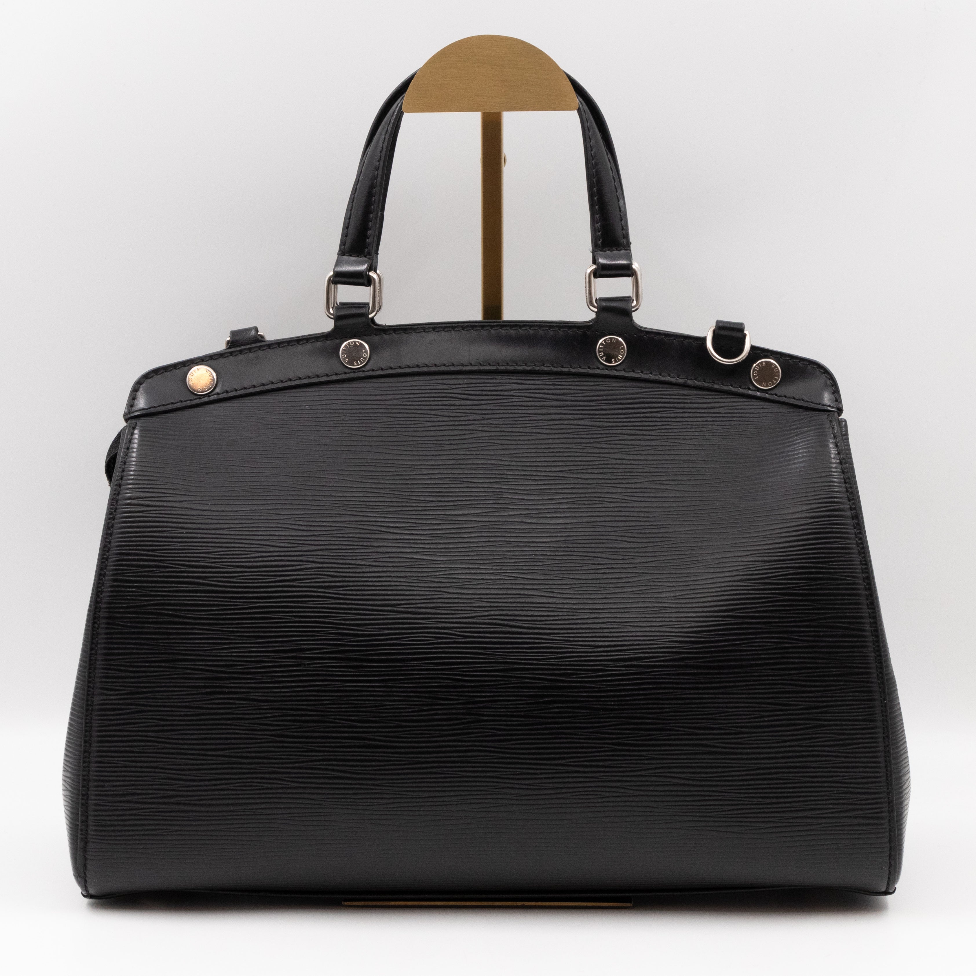Brea MM Black Epi Leather with Rouge Silver Charm