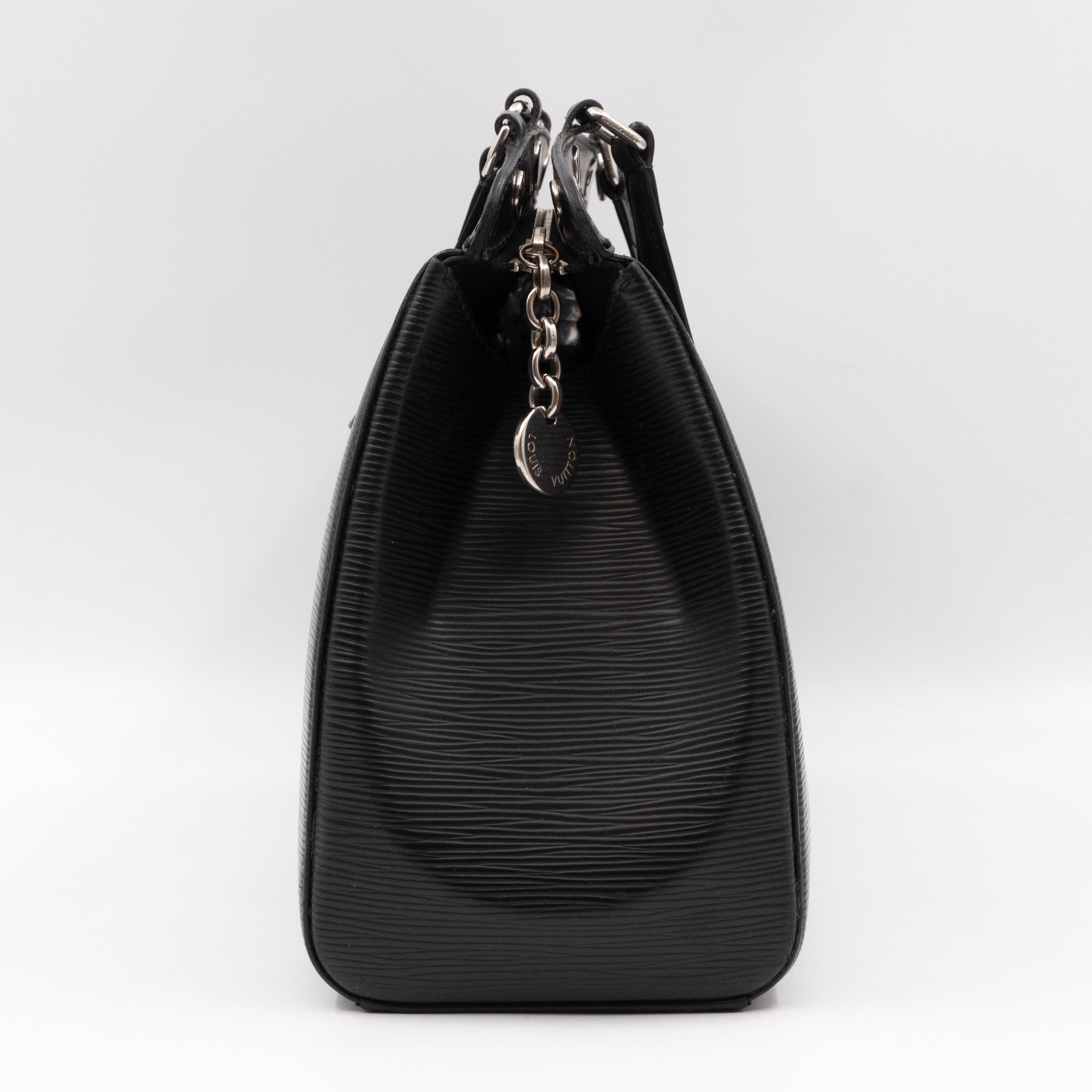 Brea MM Black Epi Leather with Rouge Silver Charm