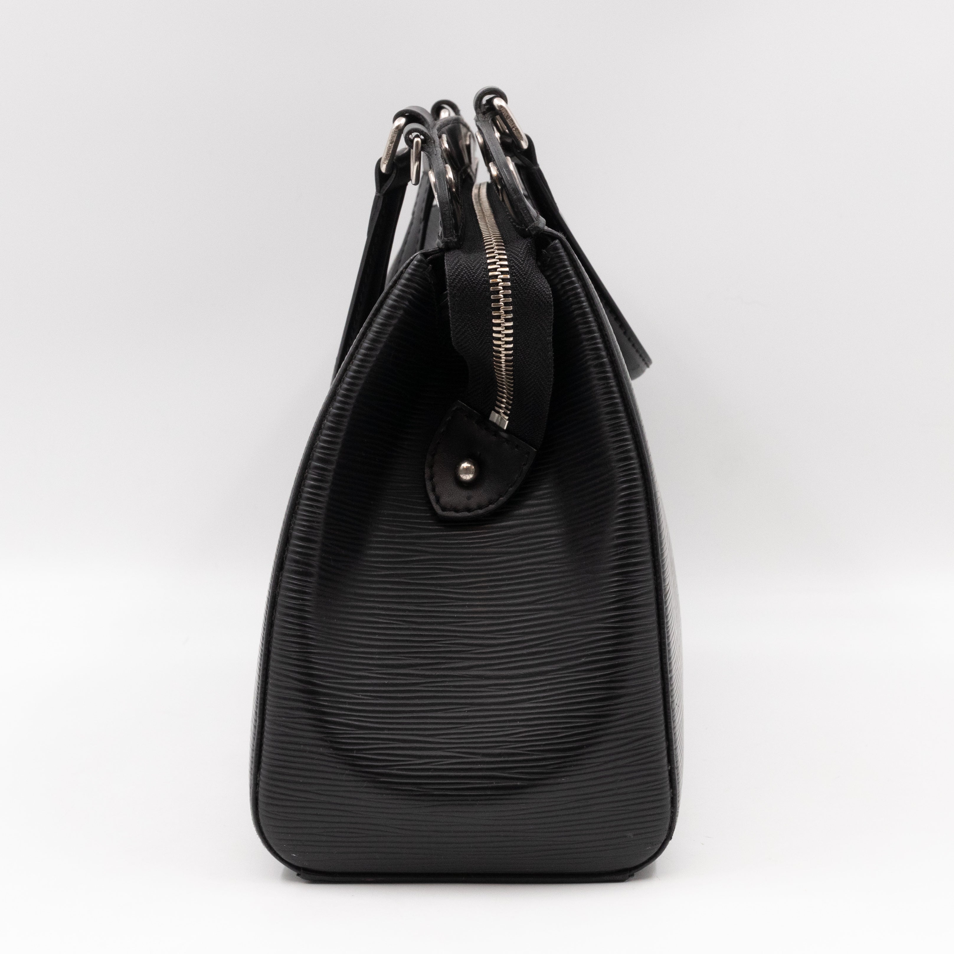 Brea MM Black Epi Leather with Rouge Silver Charm