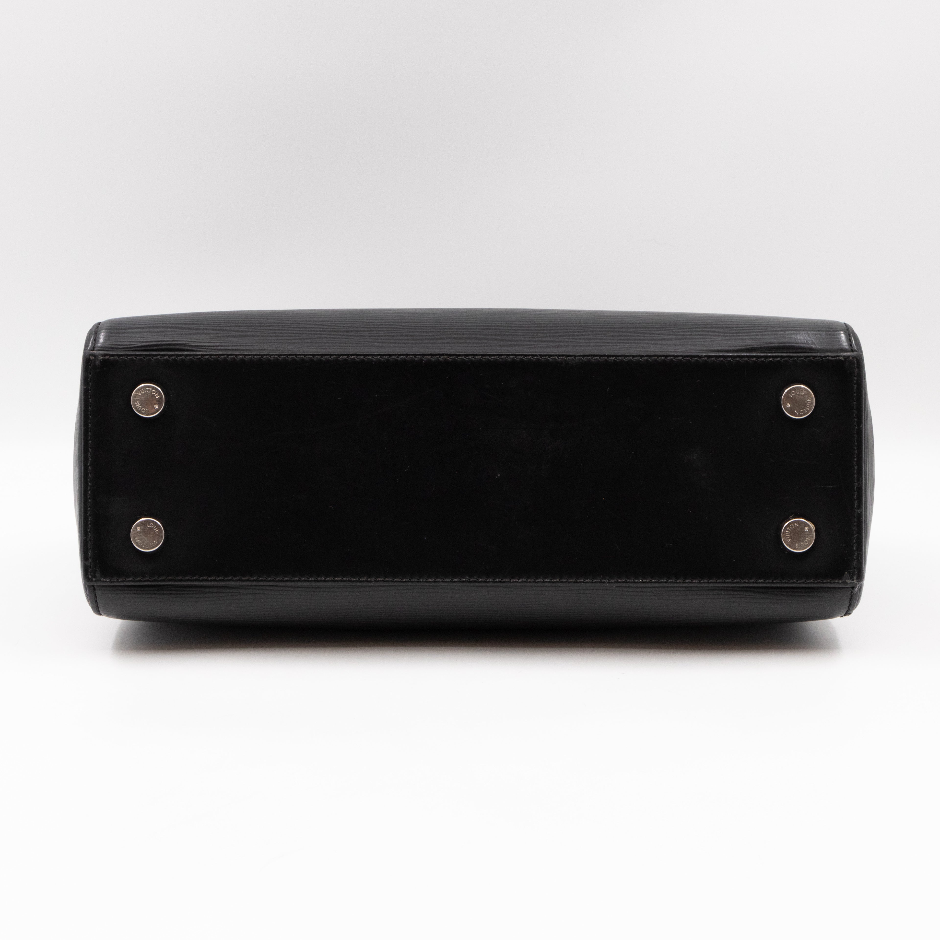 Brea MM Black Epi Leather with Rouge Silver Charm