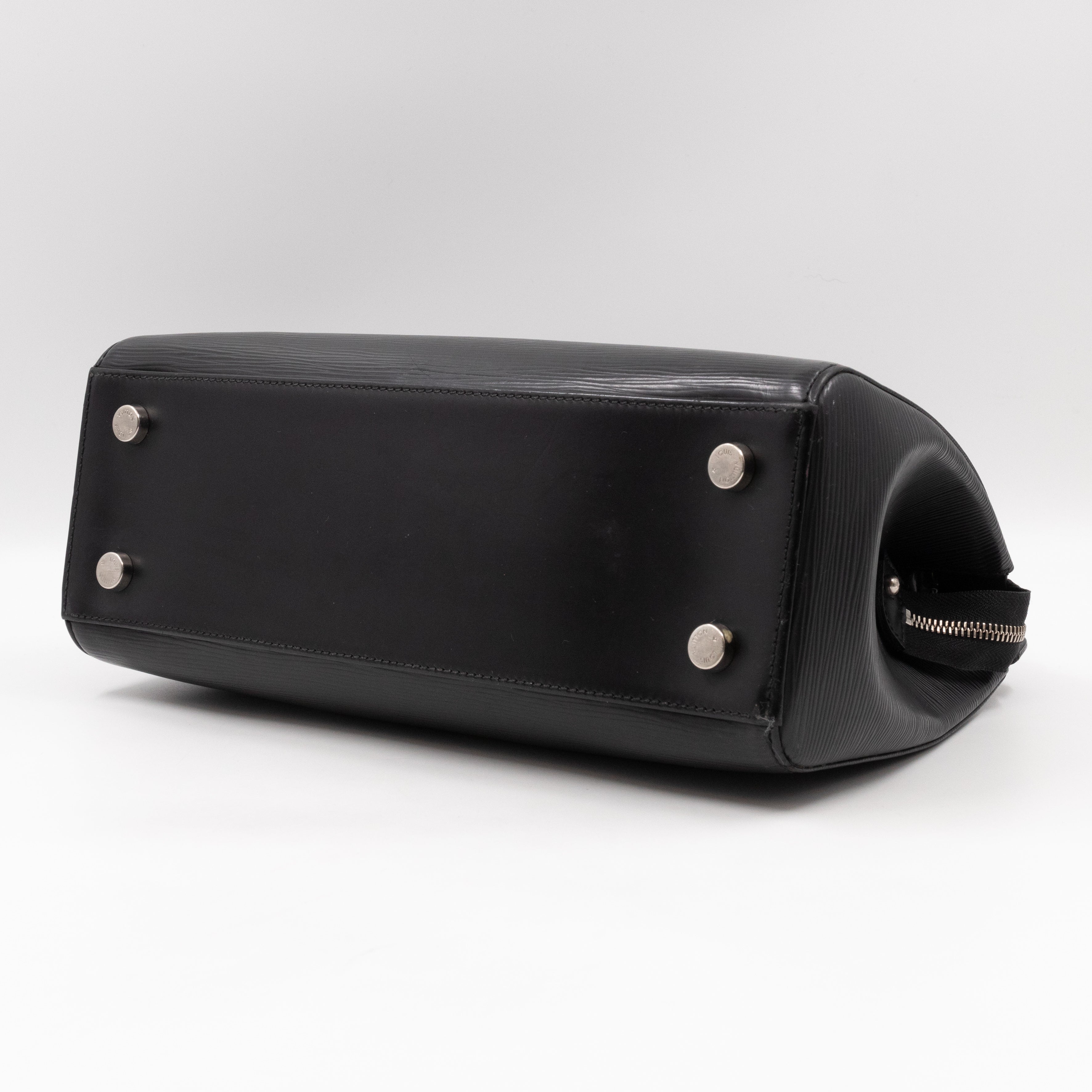 Brea MM Black Epi Leather with Rouge Silver Charm