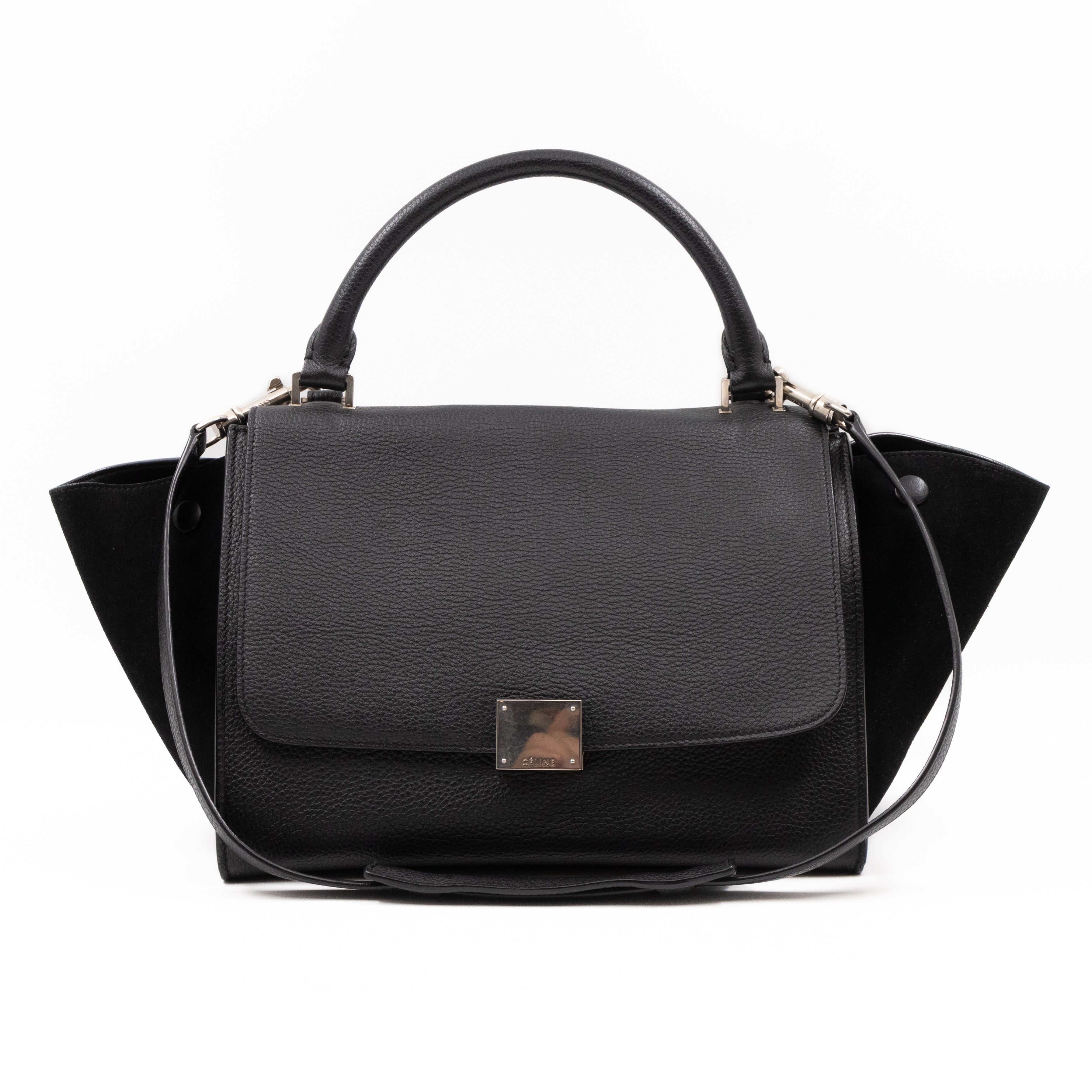 Trapeze Small Black Leather & Suede
