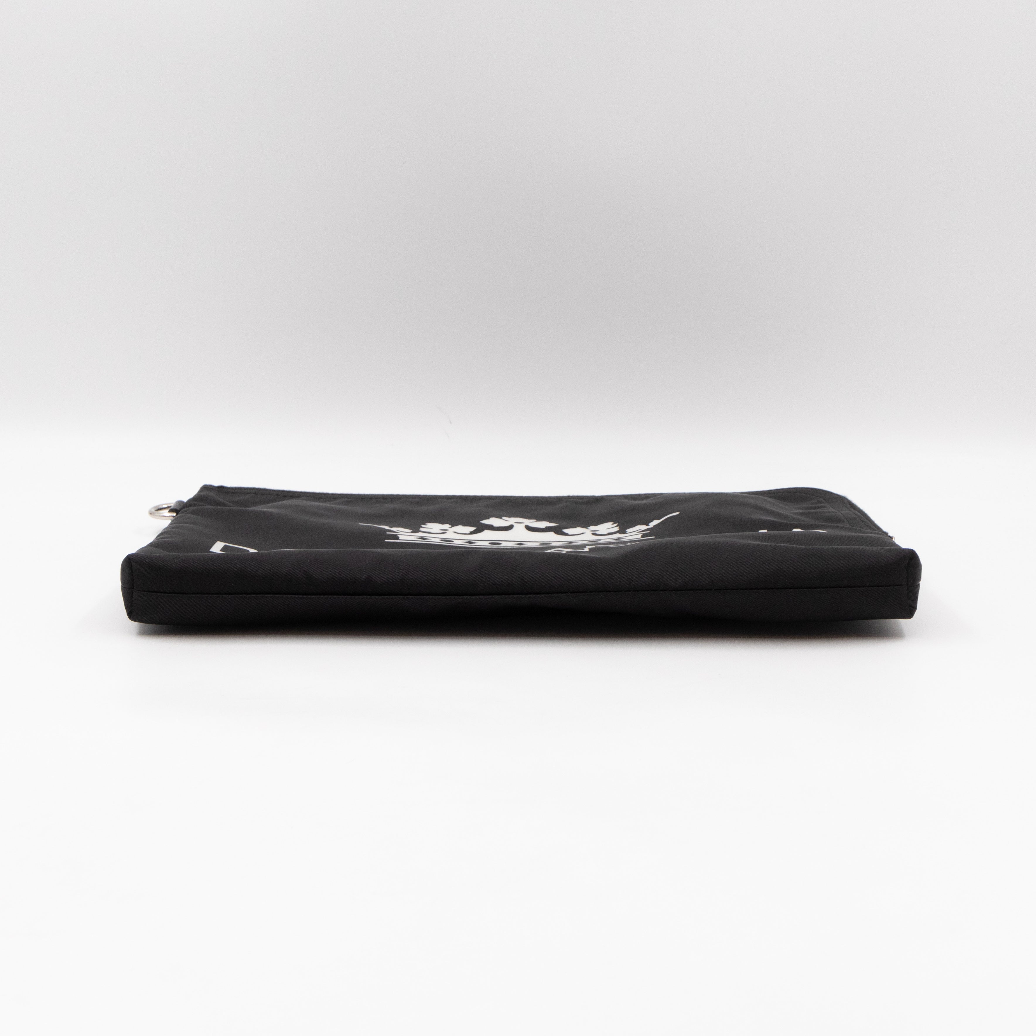 Street Style Logo Black Nylon Pouch