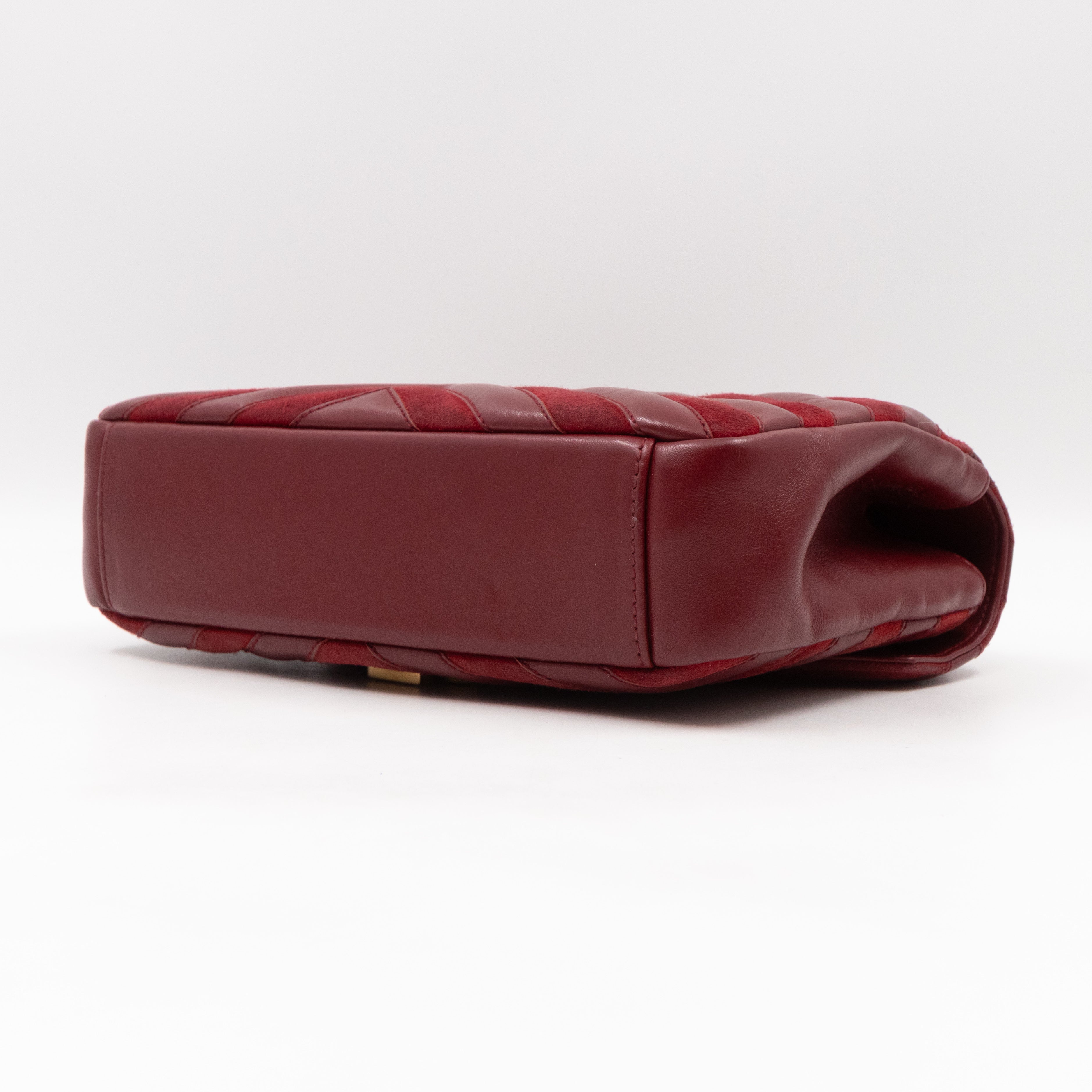 College Medium Chevron Quilted Red Suede Leather