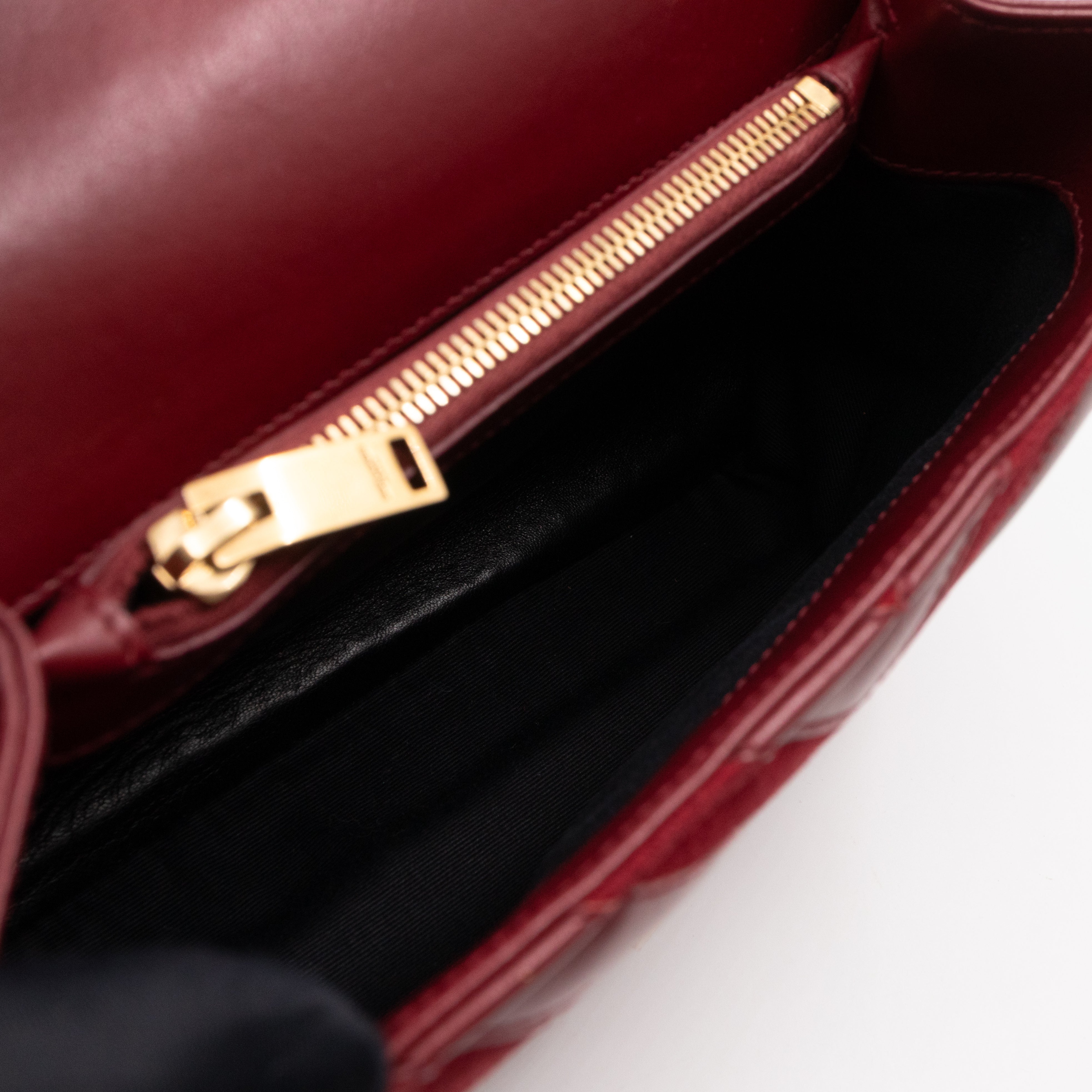 College Medium Chevron Quilted Red Suede Leather