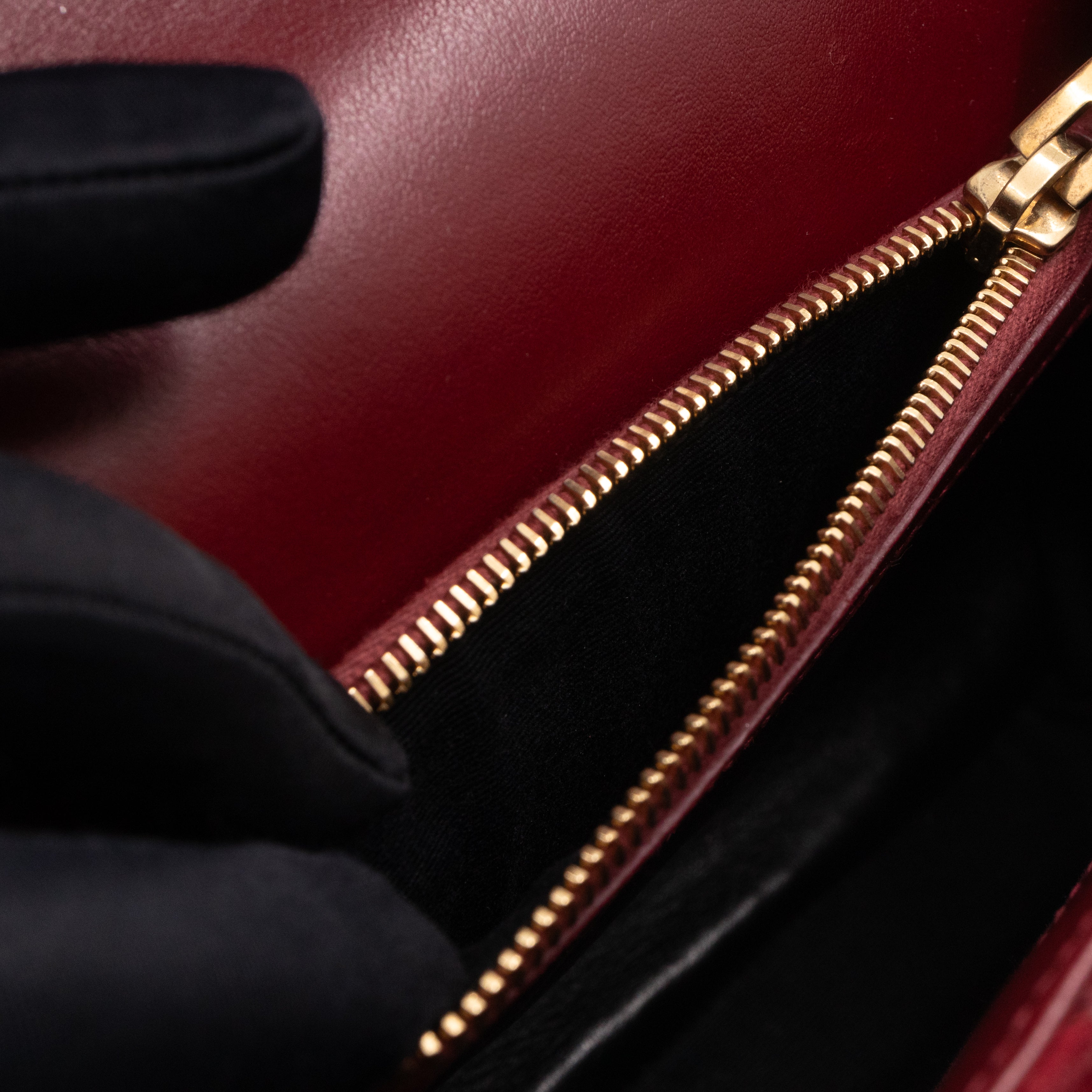 College Medium Chevron Quilted Red Suede Leather