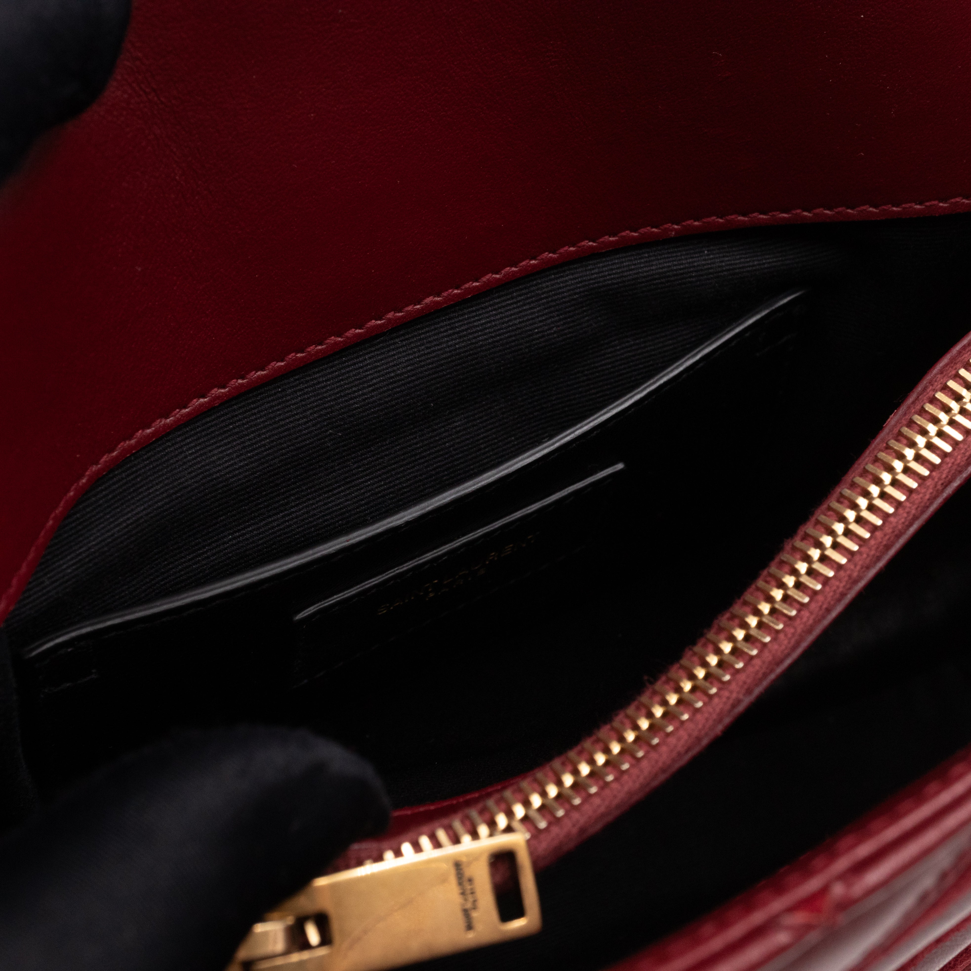 College Medium Chevron Quilted Red Suede Leather