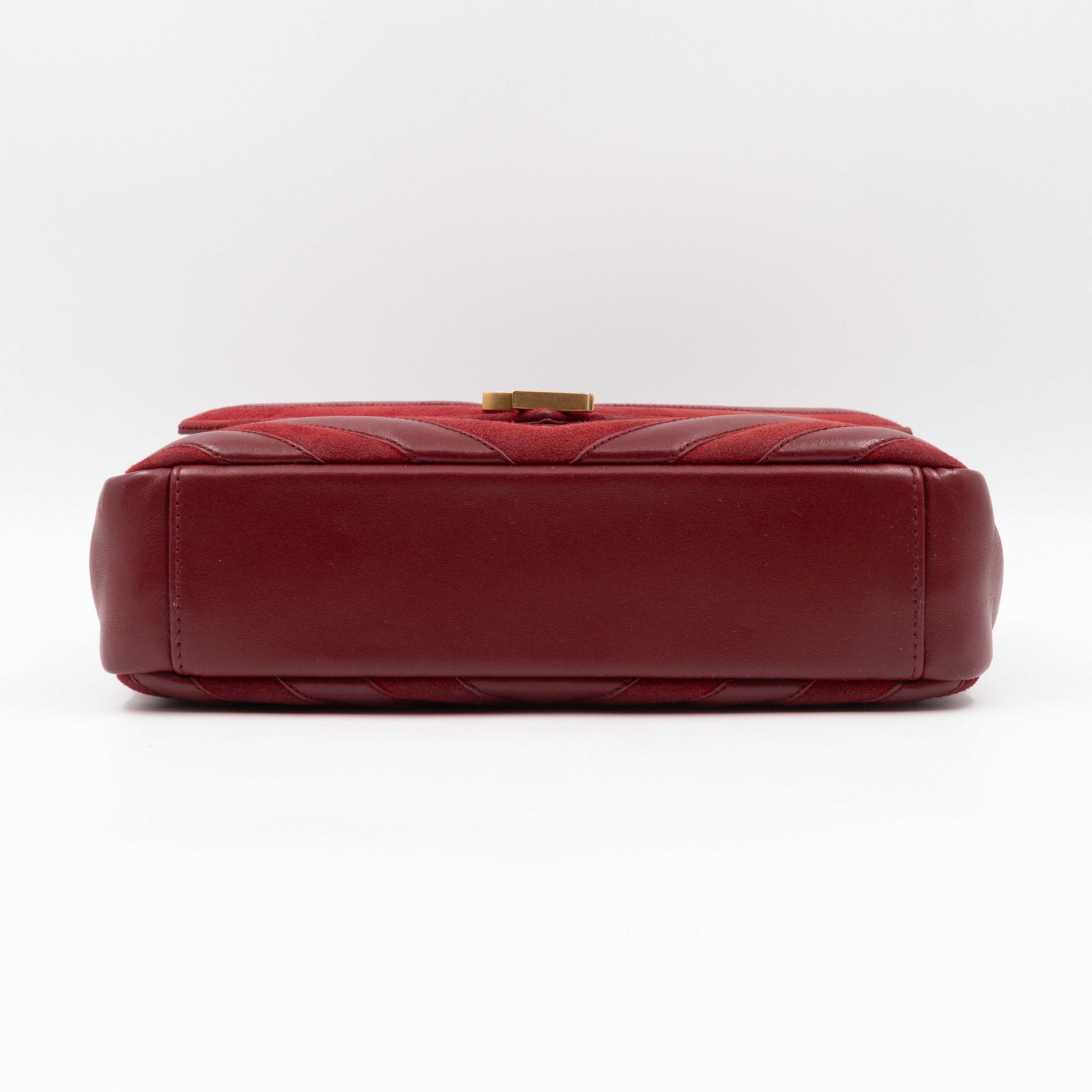 College Medium Chevron Quilted Red Suede Leather