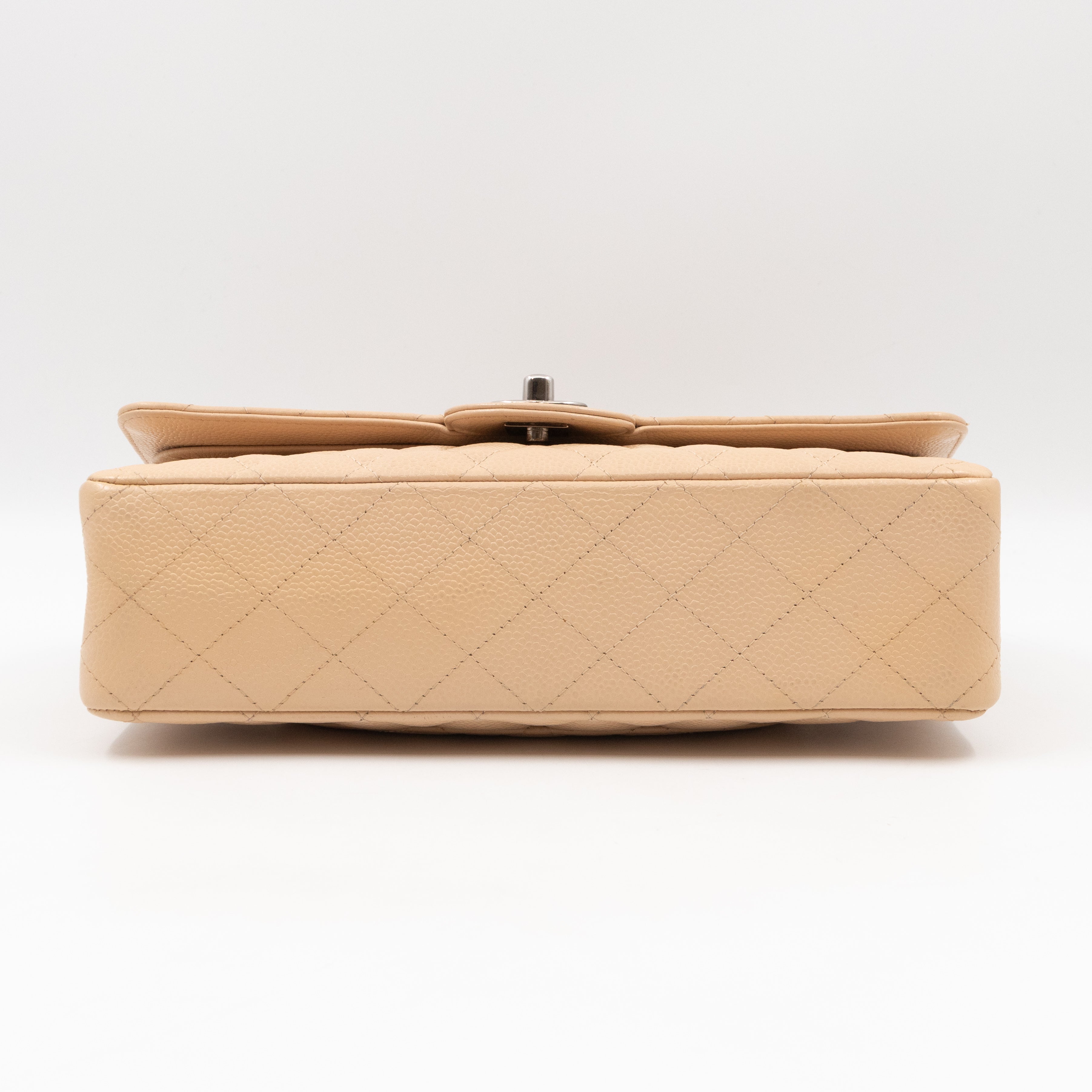 Classic Double Flap Medium Beige Leather
