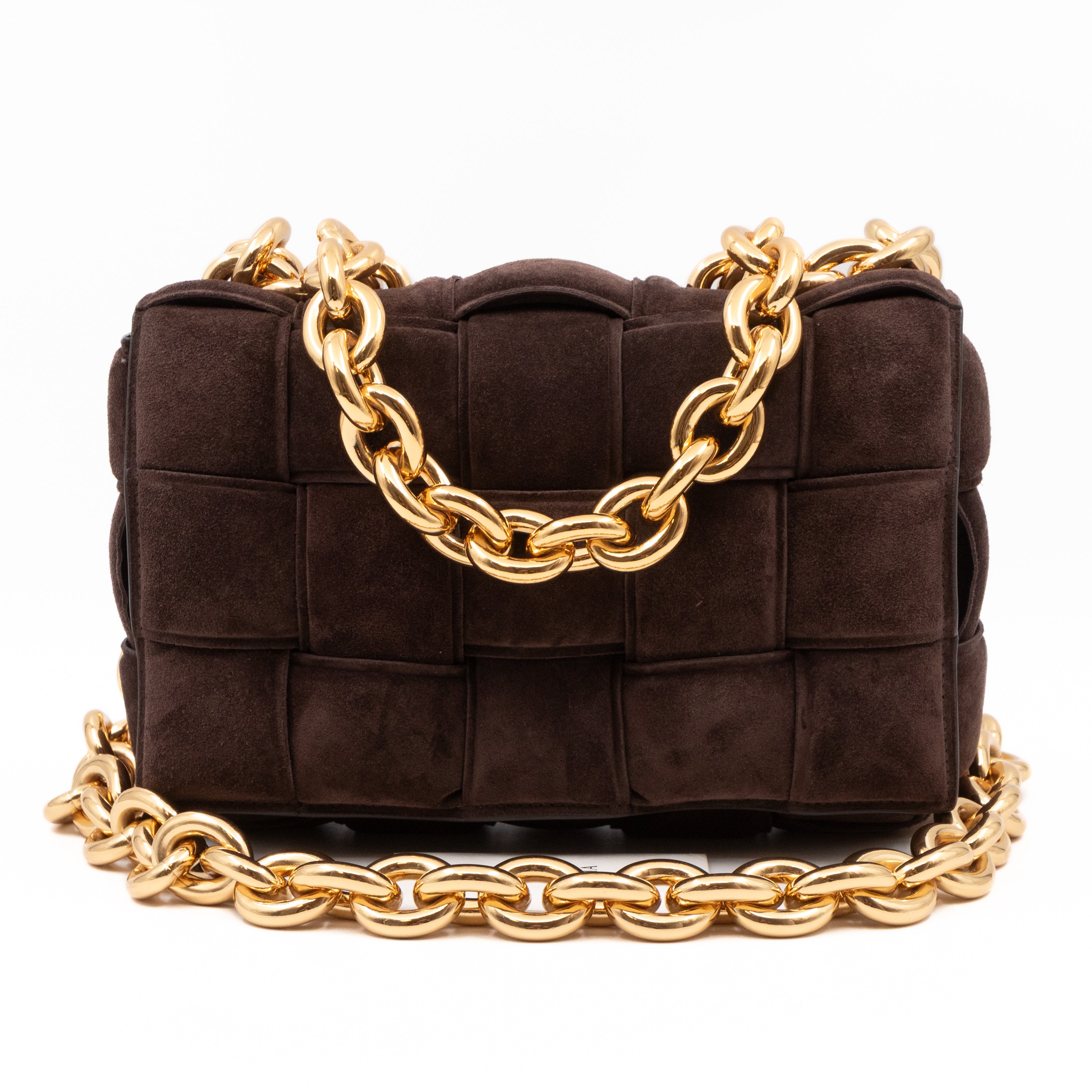 Chain Cassette Bag Brown Suede & Gold