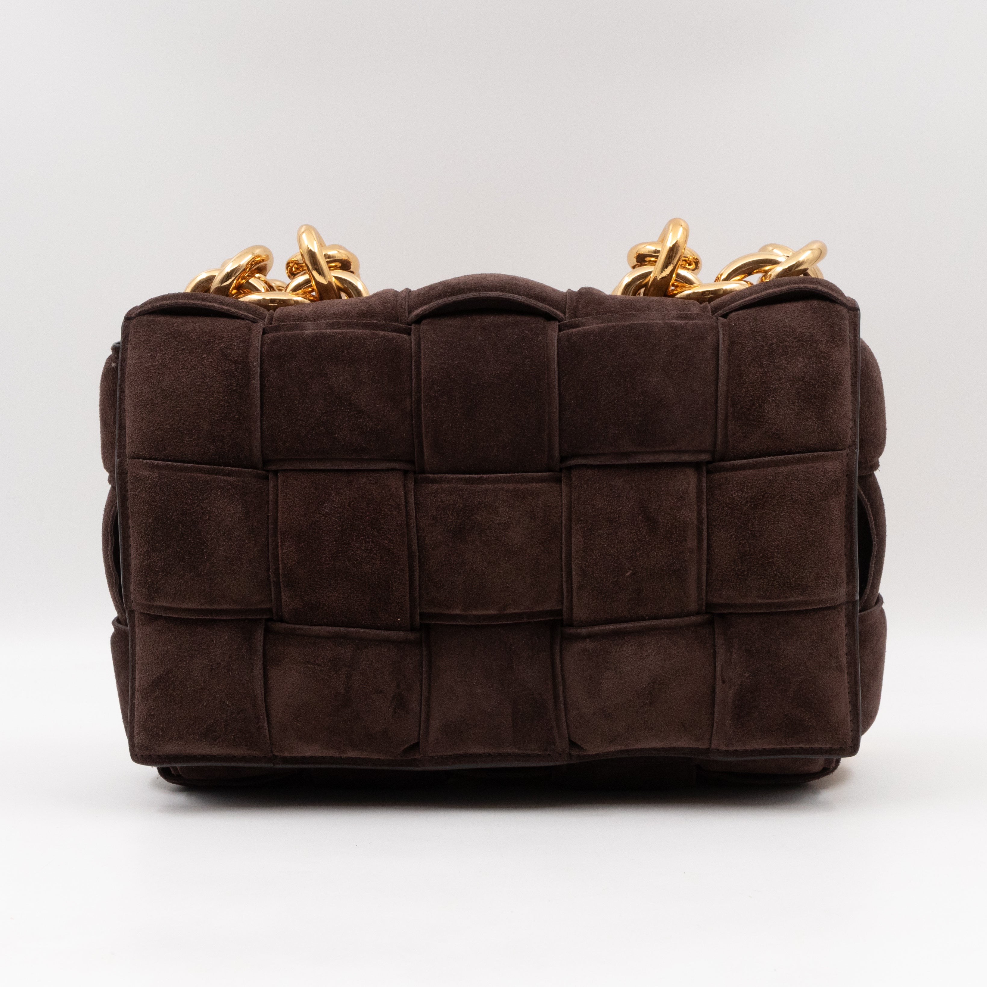 Chain Cassette Bag Brown Suede & Gold