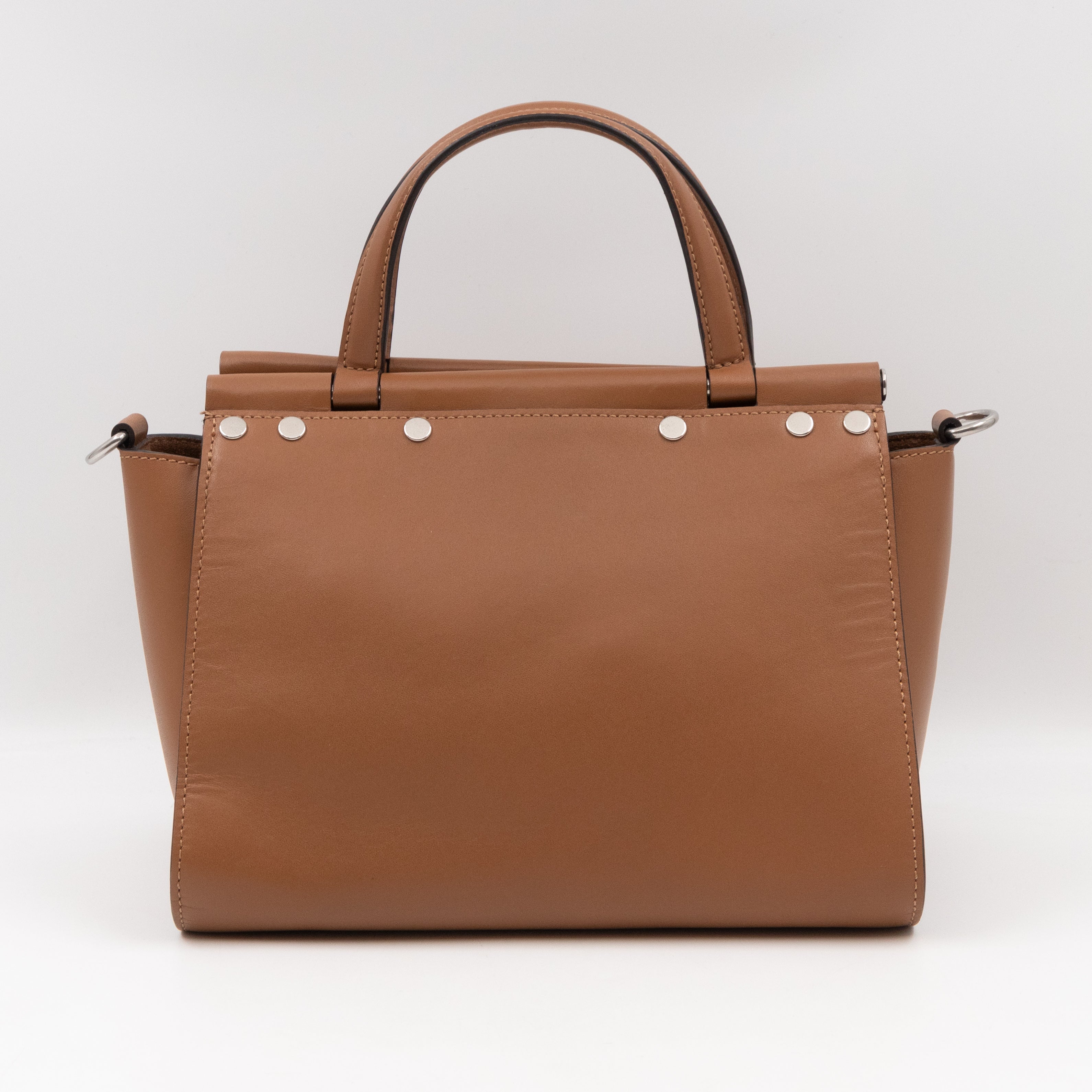 Iris Small Top Handle Stud Teak Smooth Calfskin