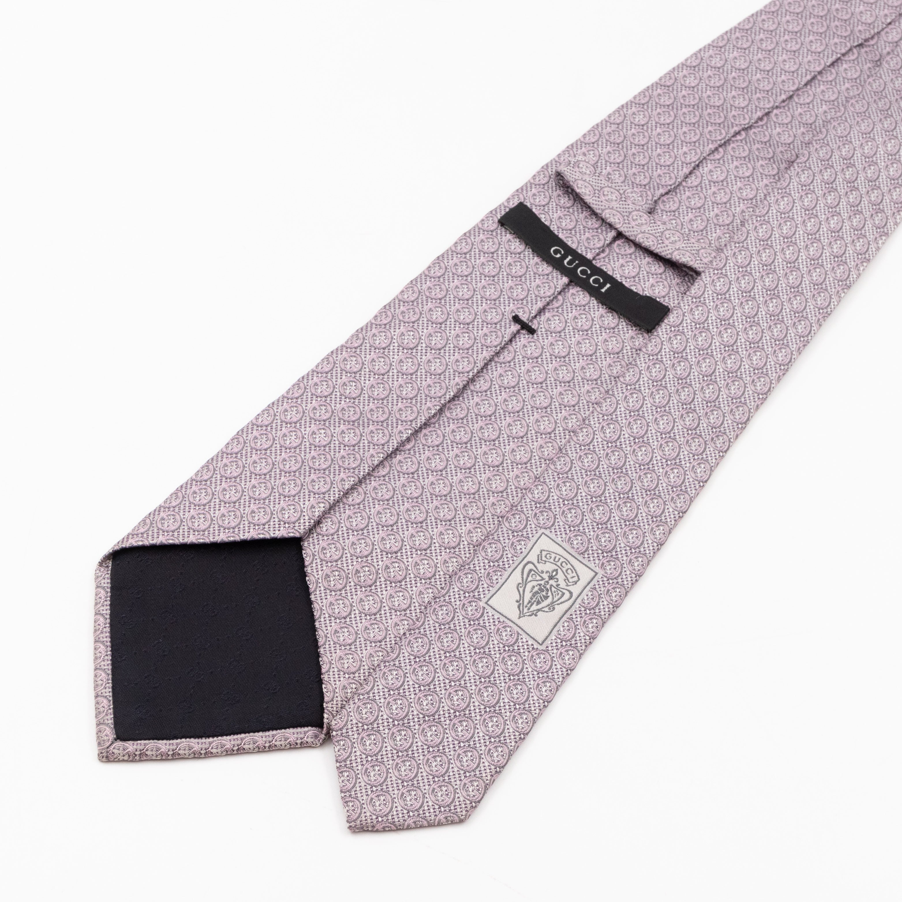 Silk Jacquard Tie Grey & Pink