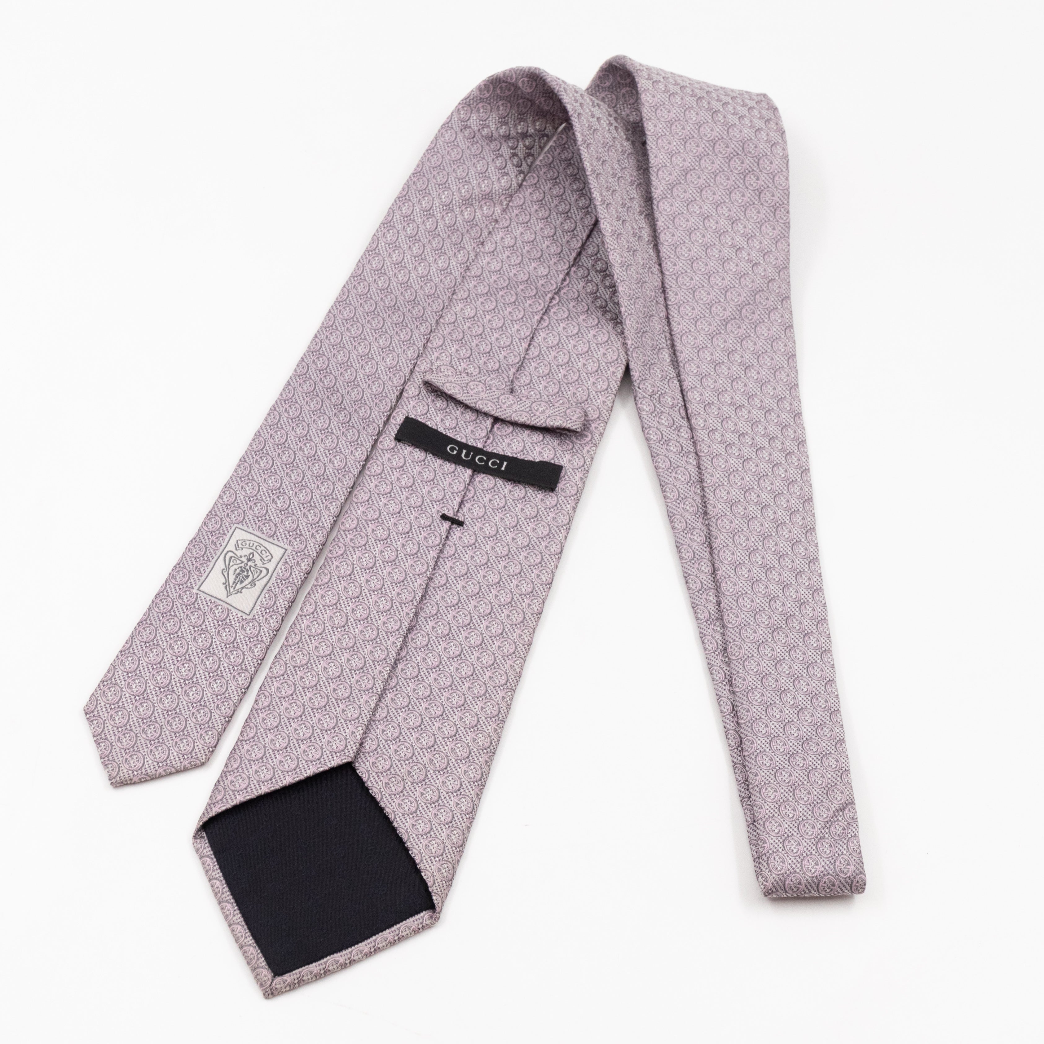 Silk Jacquard Tie Grey & Pink