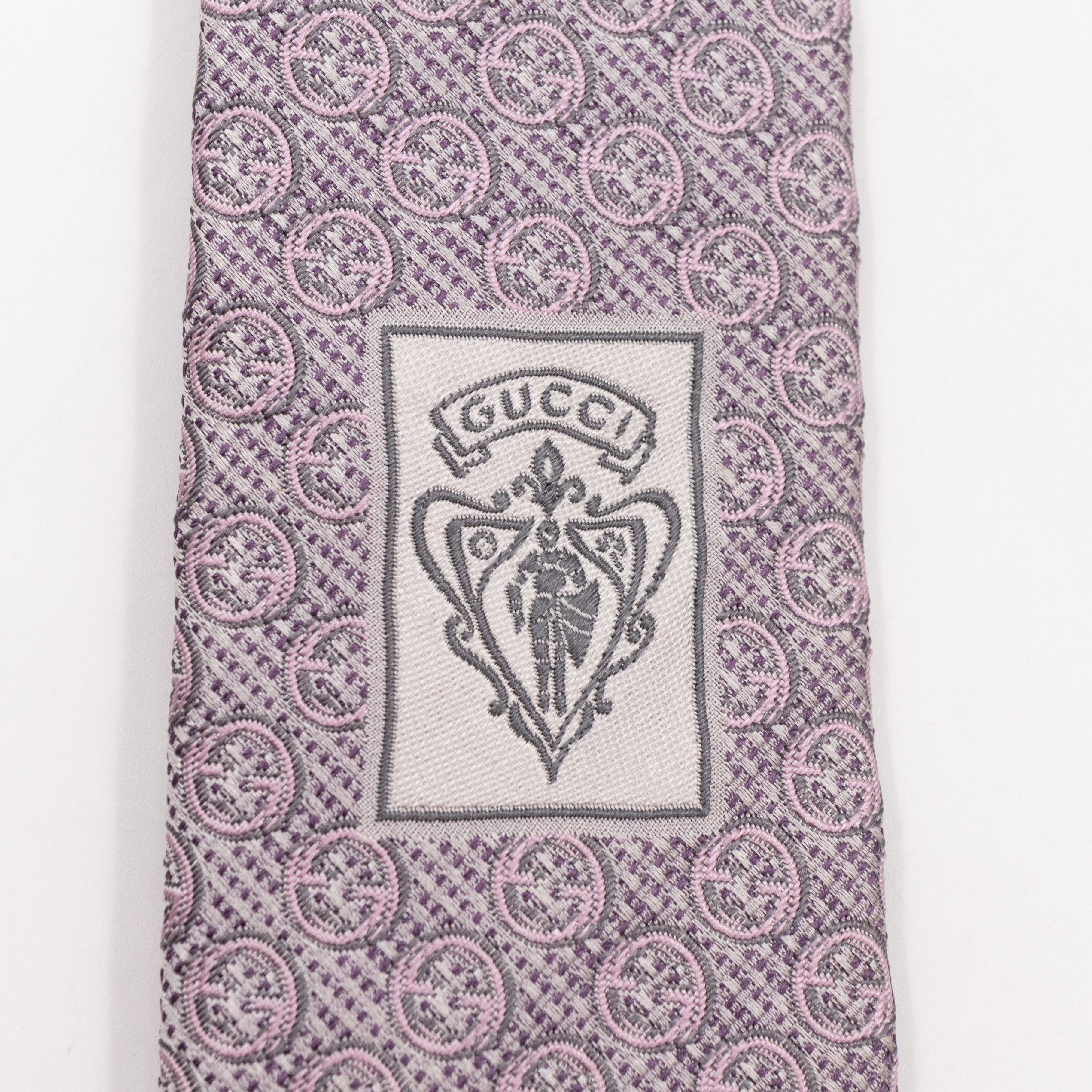 Silk Jacquard Tie Grey & Pink
