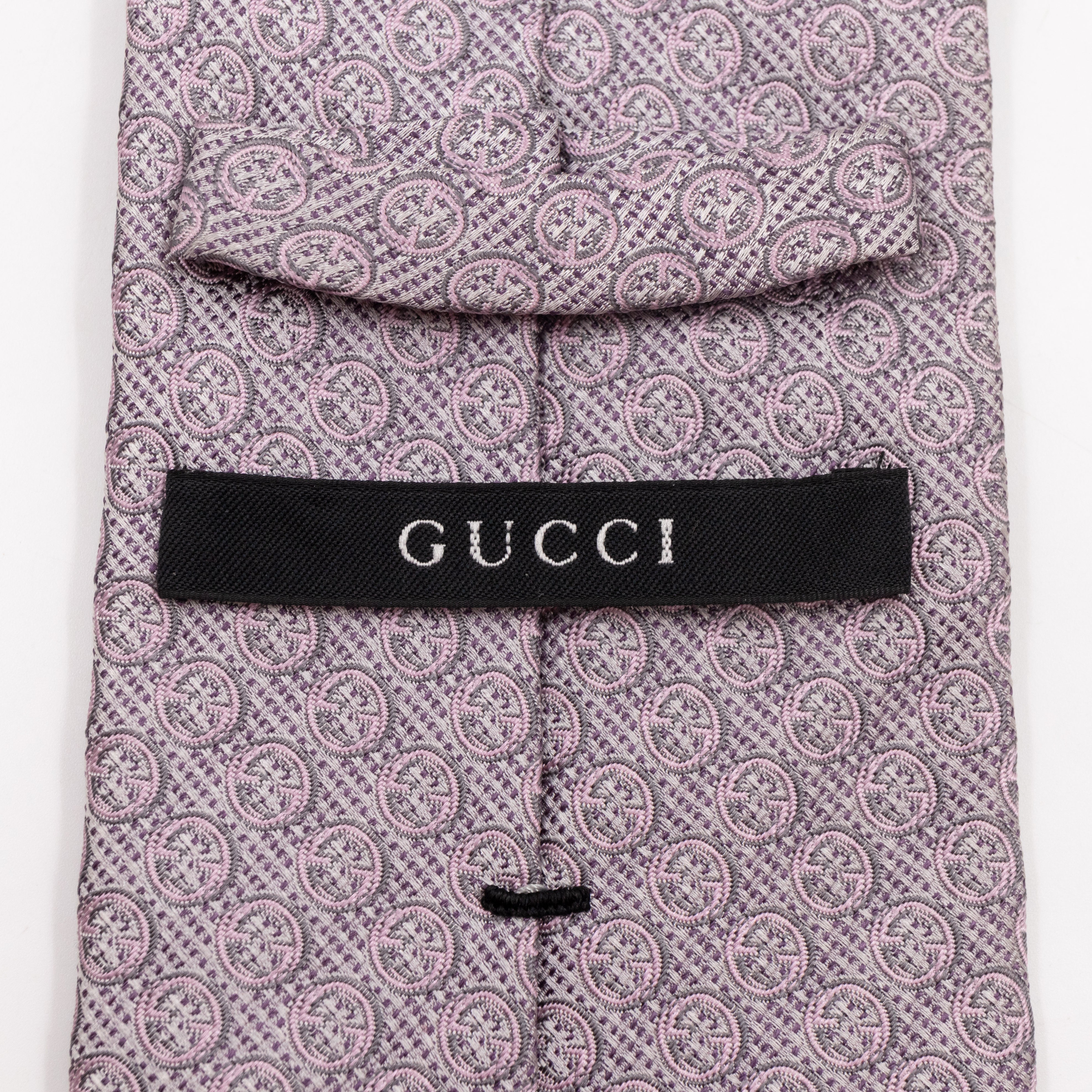Silk Jacquard Tie Grey & Pink