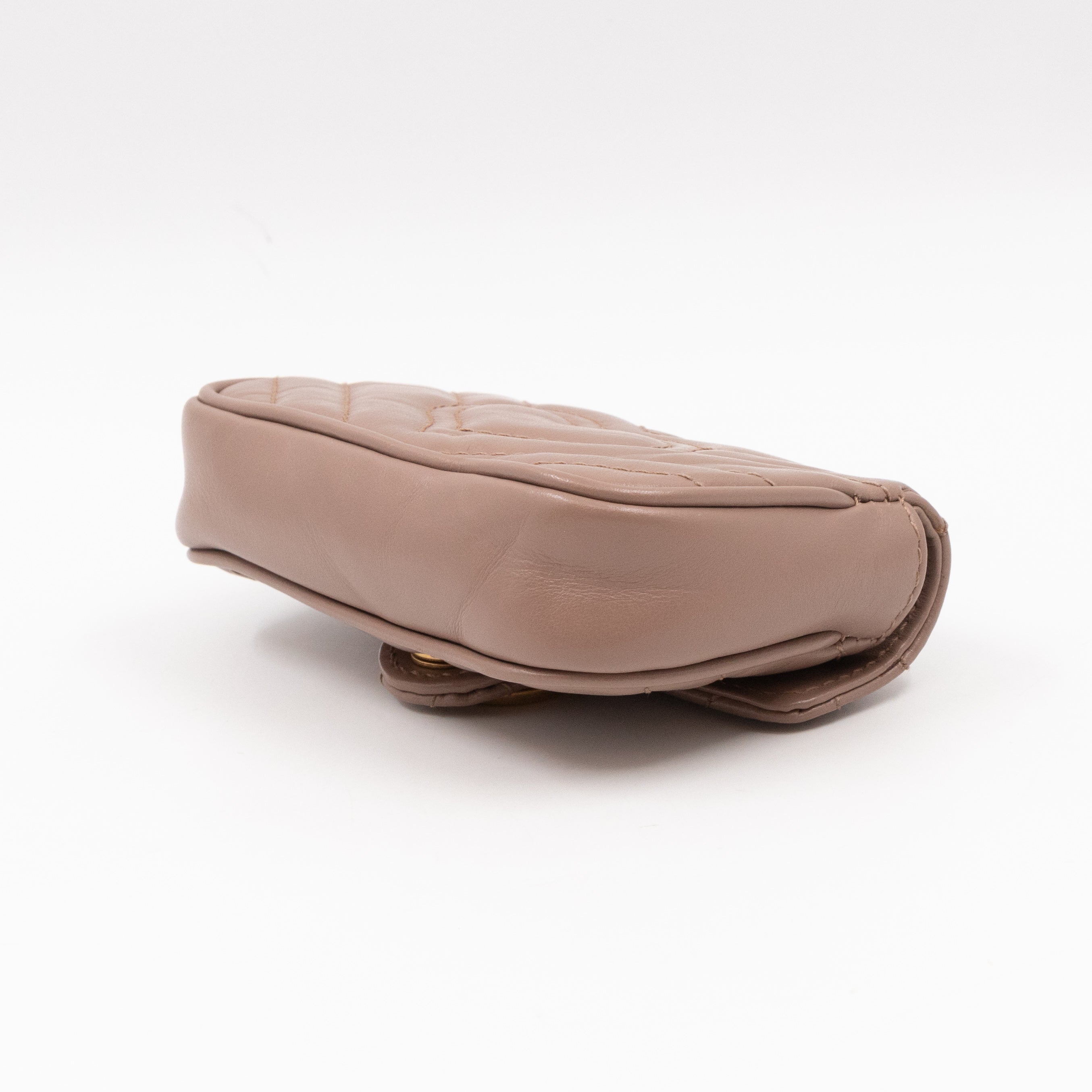 GG Marmont Matelassé 2.0 Coin Purse On A Chain Dusty Pink Leather