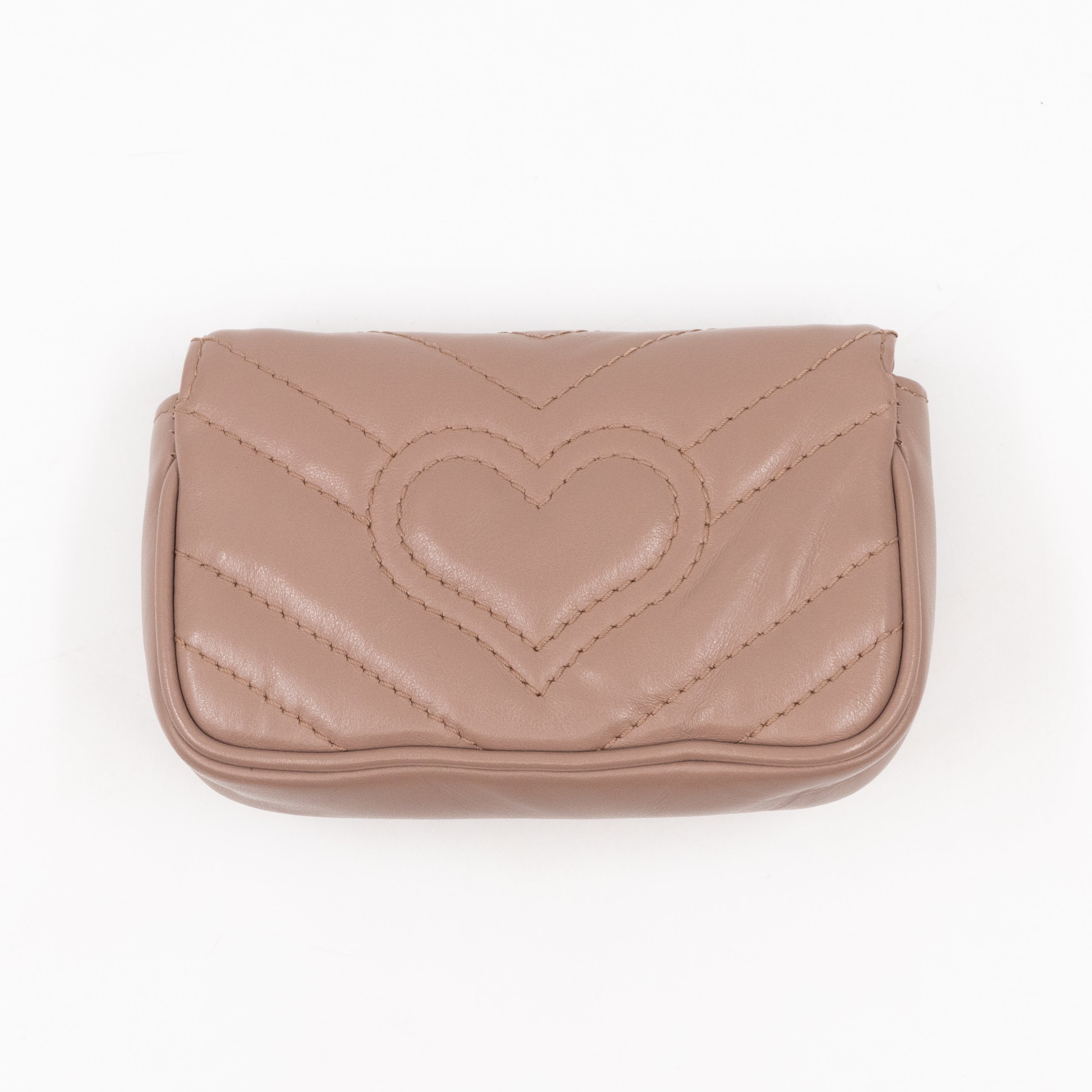 GG Marmont Matelassé 2.0 Coin Purse On A Chain Dusty Pink Leather