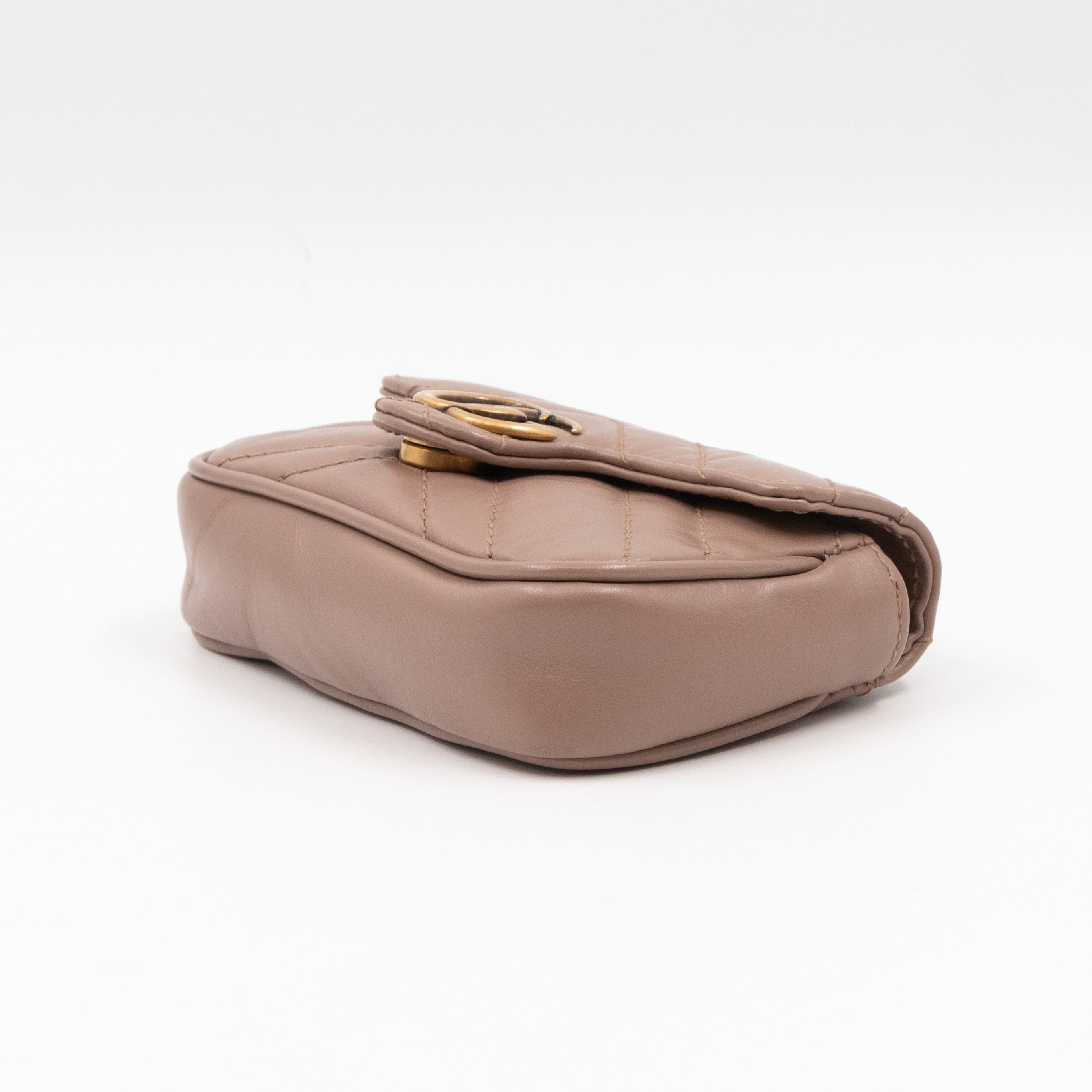 GG Marmont Matelassé 2.0 Coin Purse On A Chain Dusty Pink Leather