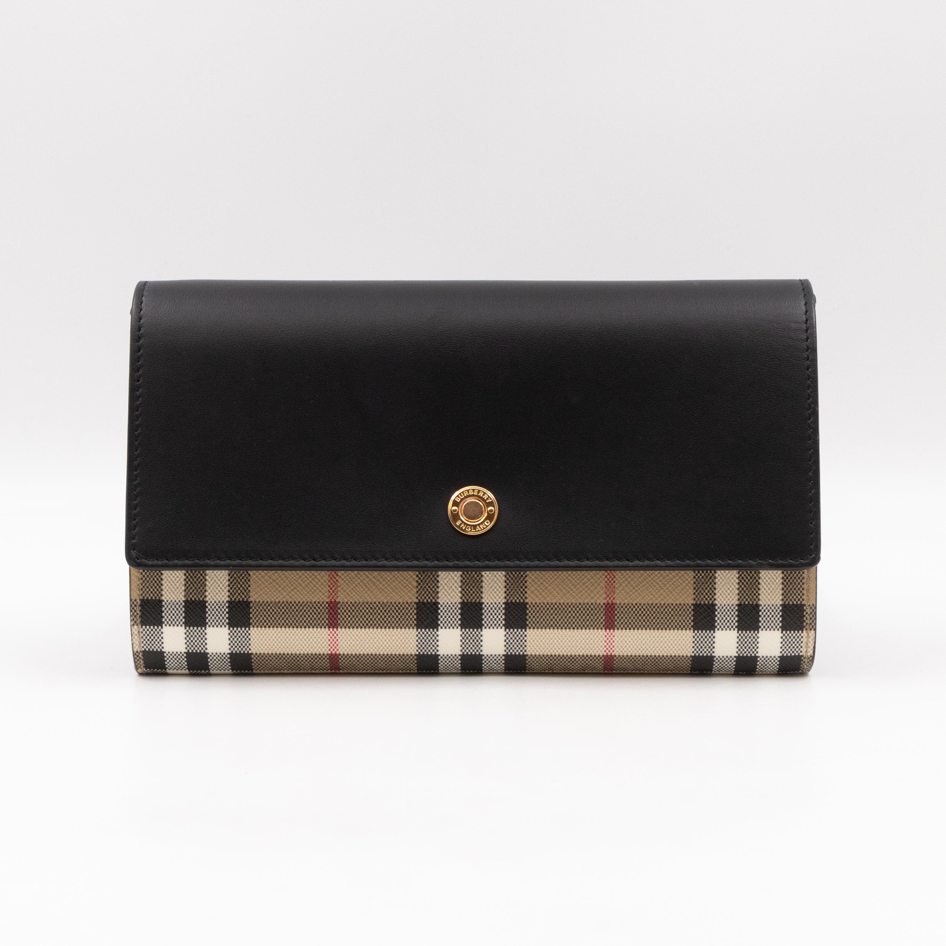 Crossbody Wallet Bag Check & Black Leather