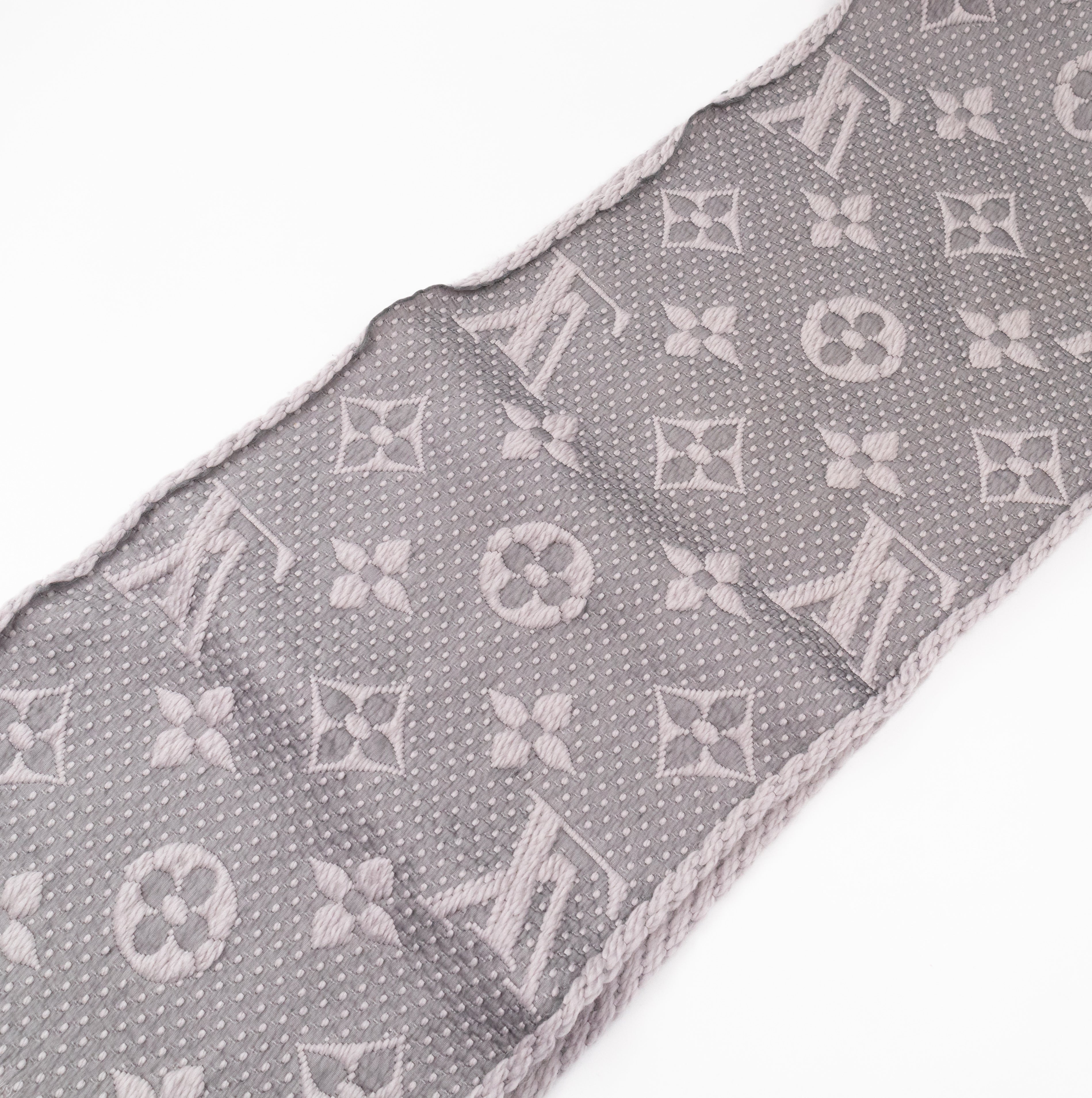 Logomania Wool Silk Scarf Pearl Grey