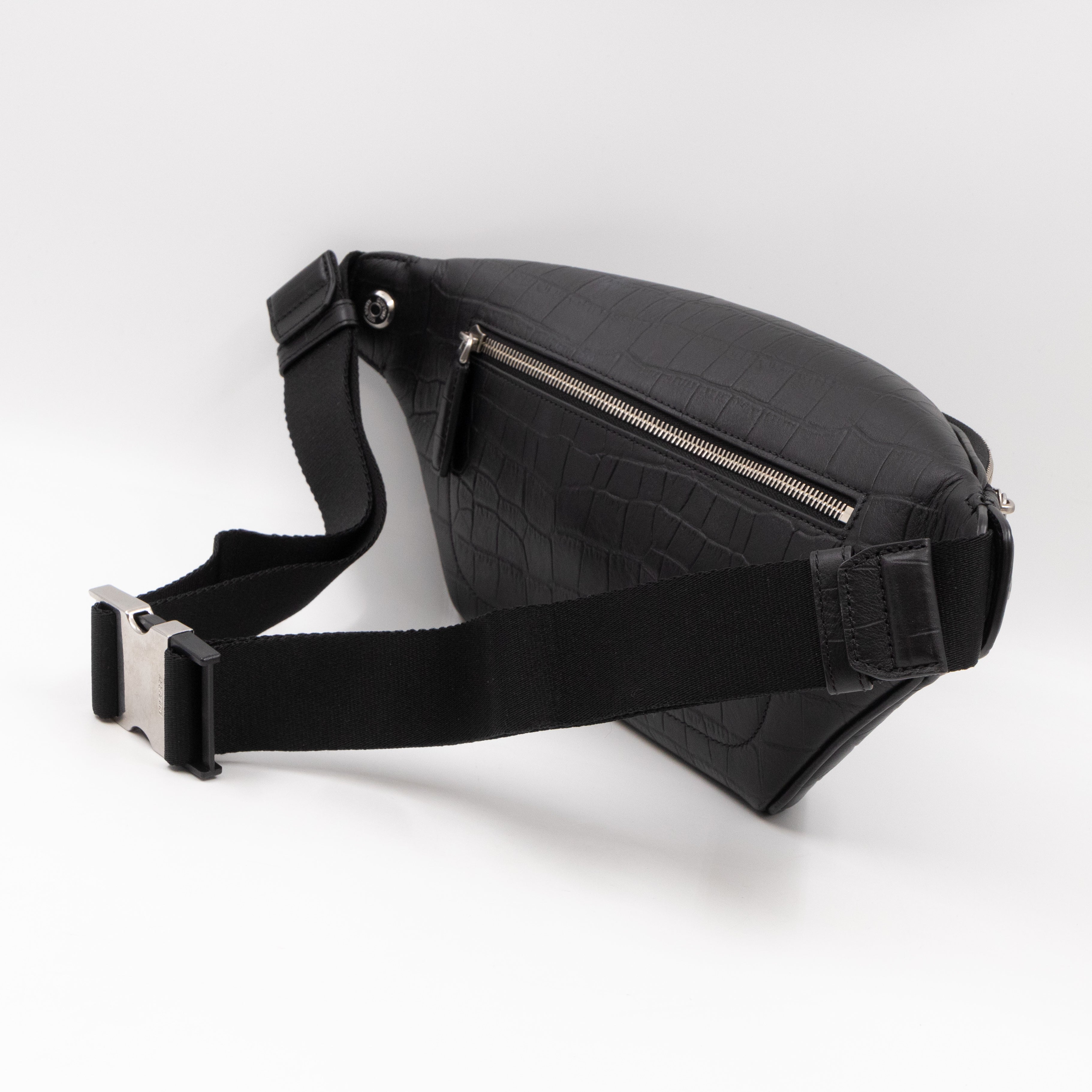 Urban Belt Bag Black Croc Embossed Leather