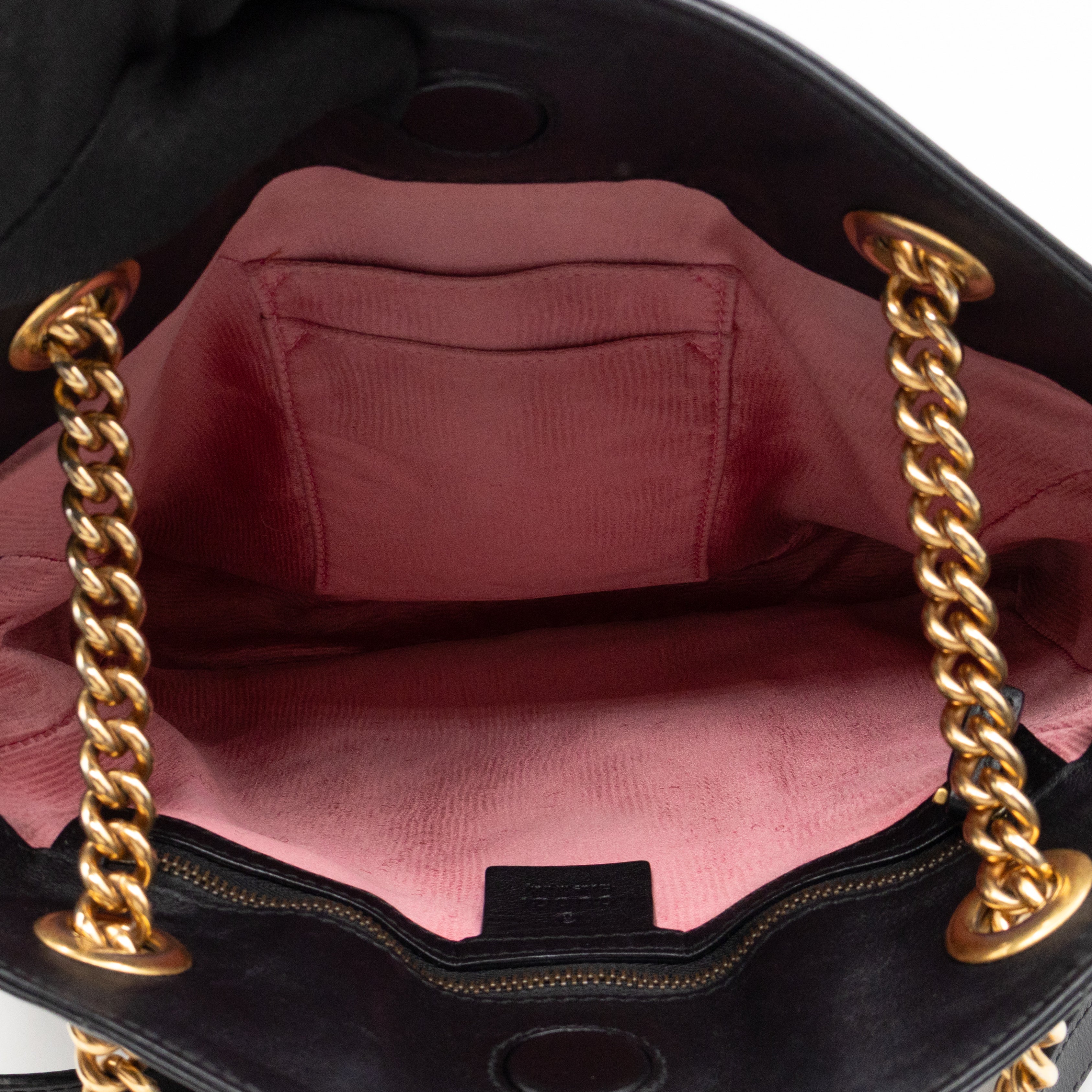 GG Medium Marmont Matelasse Tote Bag Black & White Leather