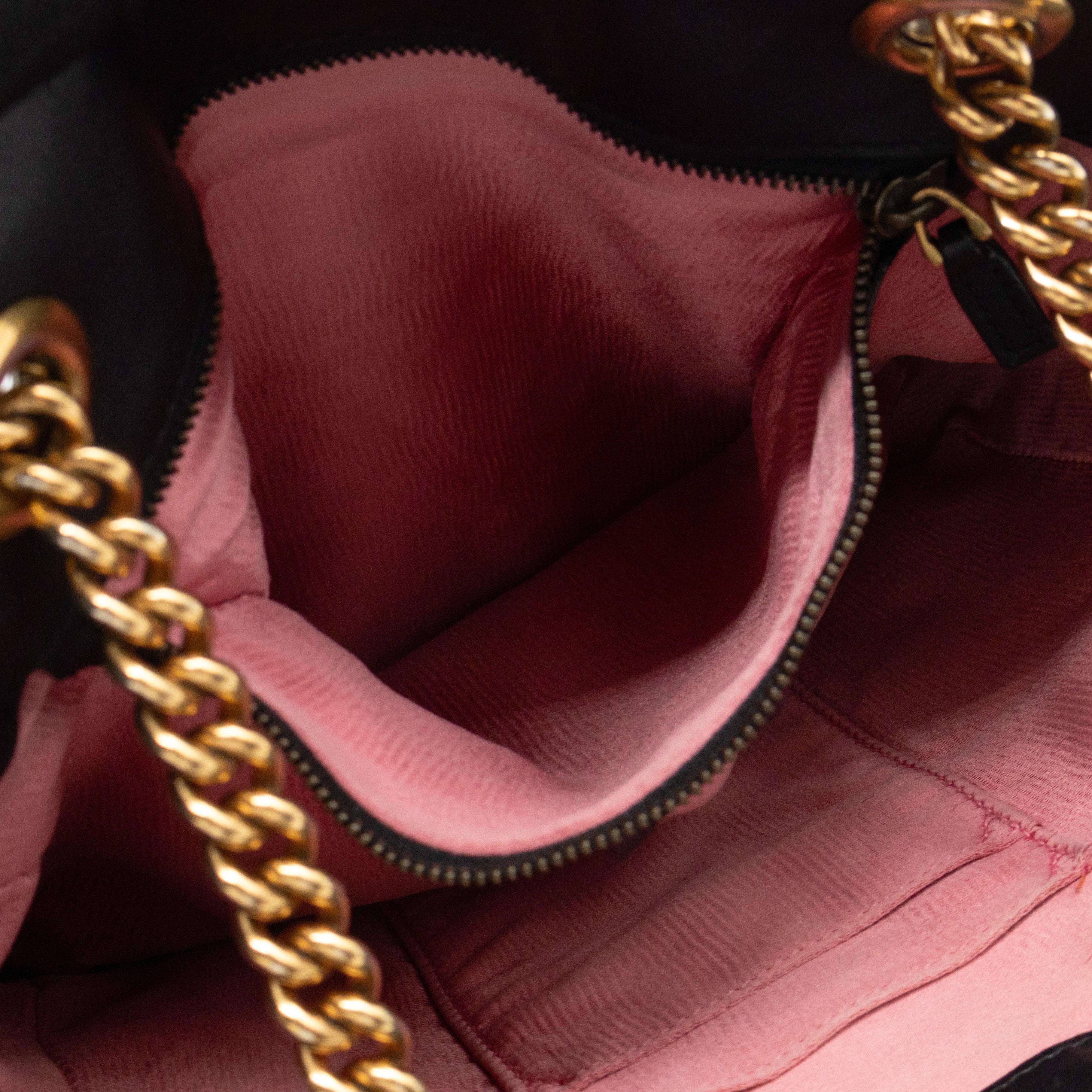 GG Medium Marmont Matelasse Tote Bag Black & White Leather